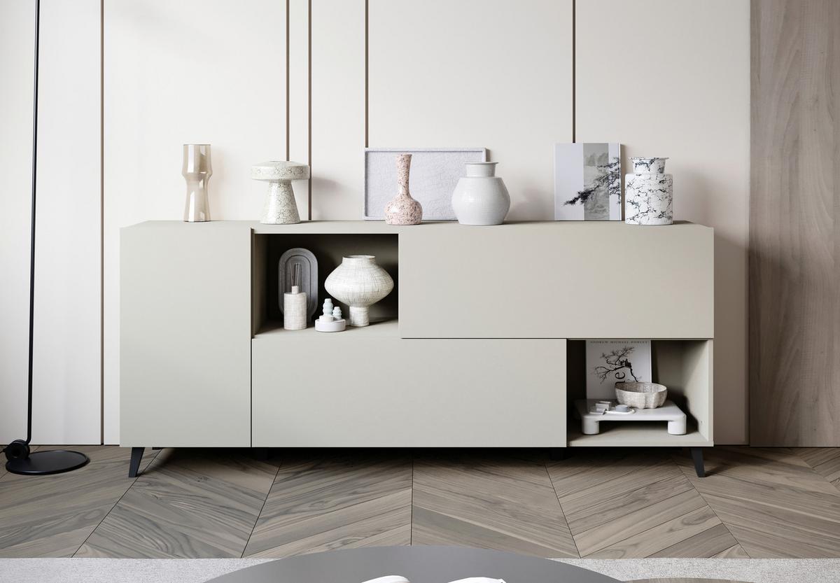 Sideboard Phuket Kaschmir Beige - Kaschmir/Schwarz, Design, Holzwerkstoff/Kunststoff (180/76/39cm) - P & B
