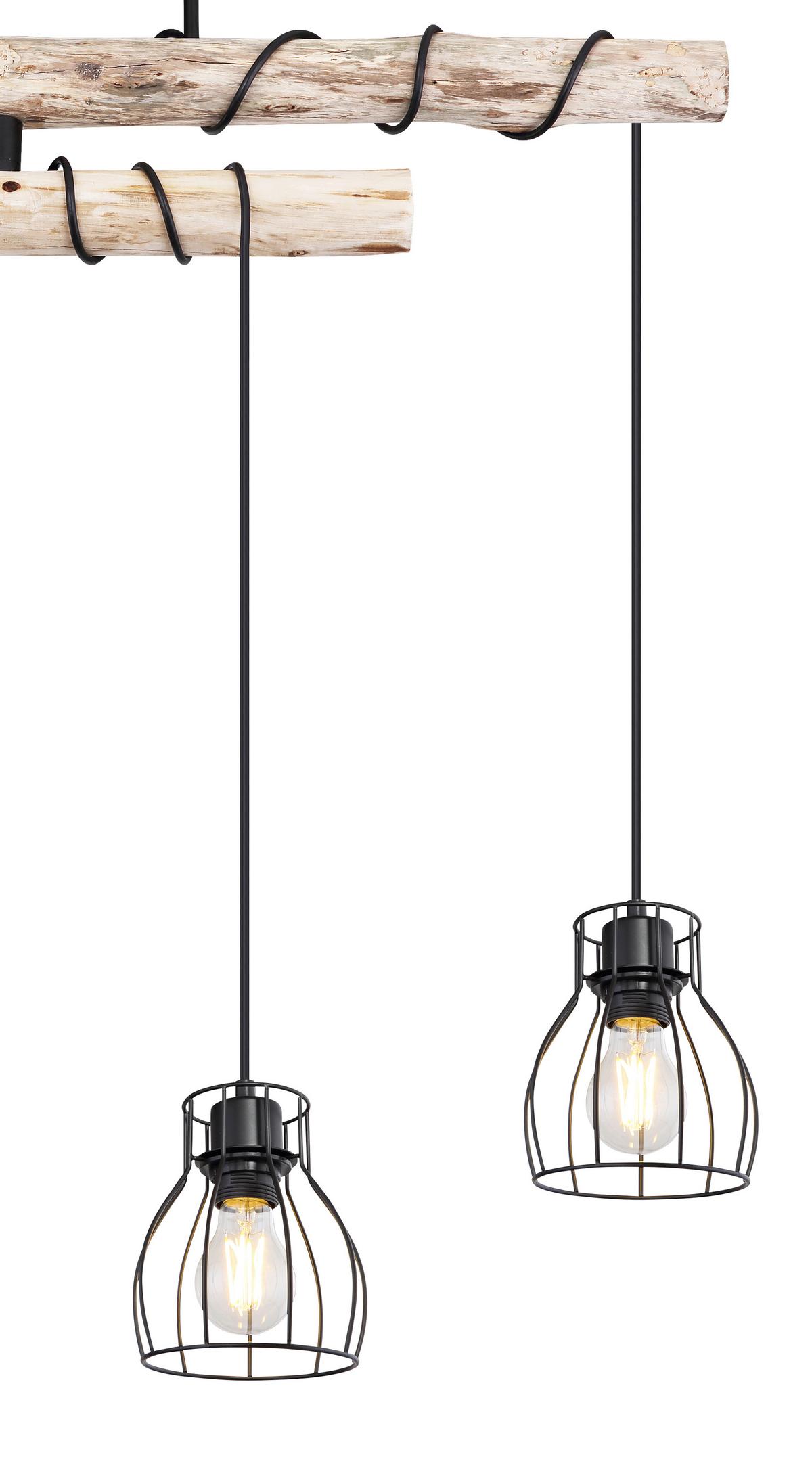 Svjetiljka Viseća 15326-4d Mina - prirodne boje/crna, Basics, drvo/metal (90/14/100cm) - Globo