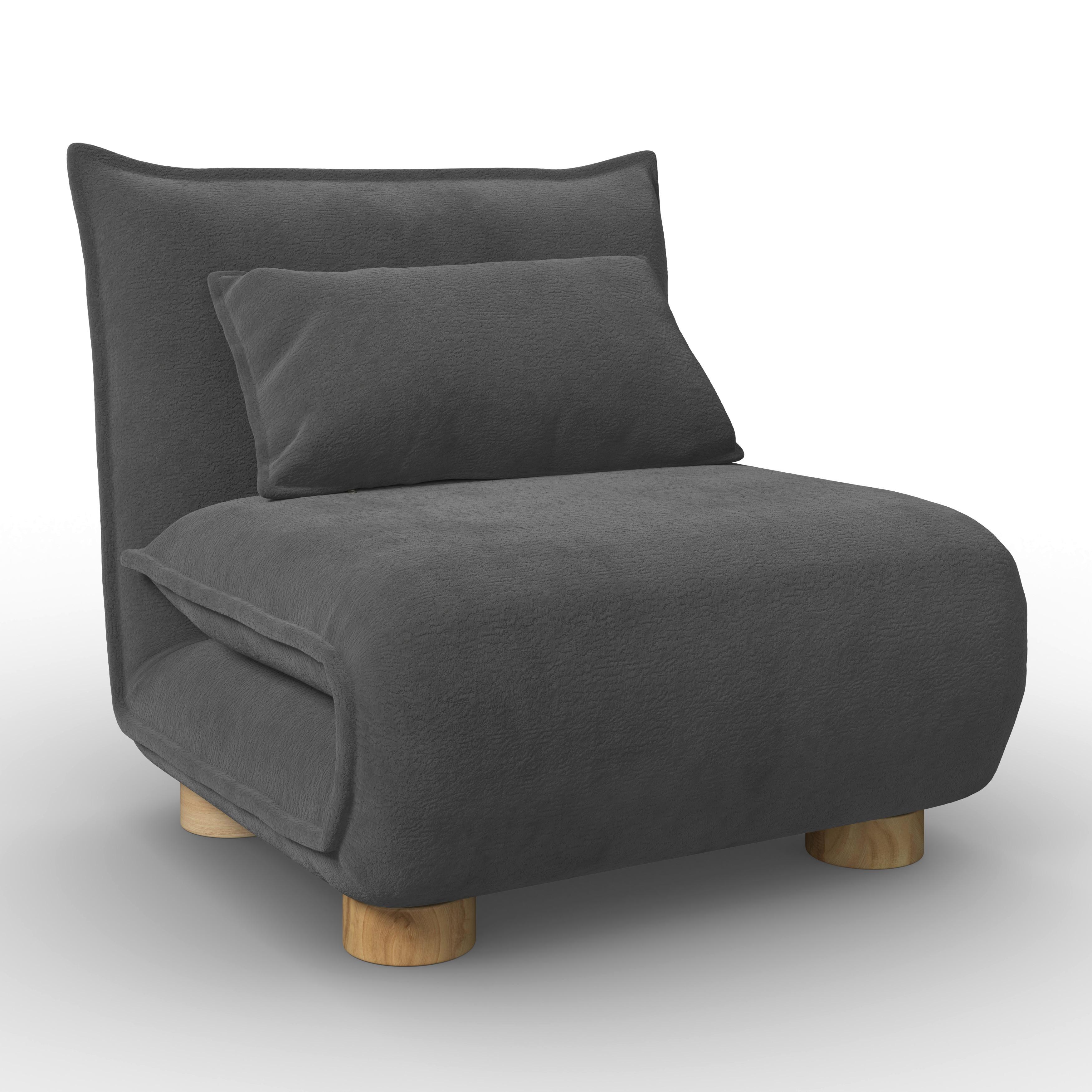 Schlafsessel Bella Bouclé Dunkelgrau - Dunkelgrau/Naturfarben, MODERN, Holz/Textil (83/41/63cm) - Bessagi Home