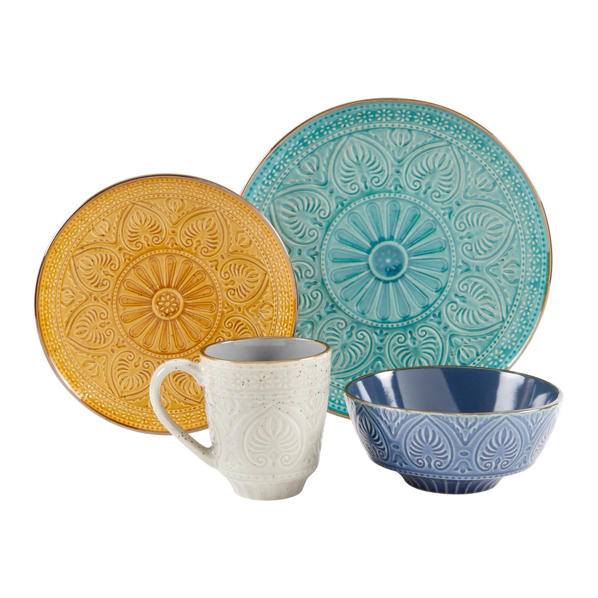 Kombiservice Samarkand, 16-teilig - Smaragdgrün/Gelb, LIFESTYLE, Keramik (33/30/32cm) - Creatable