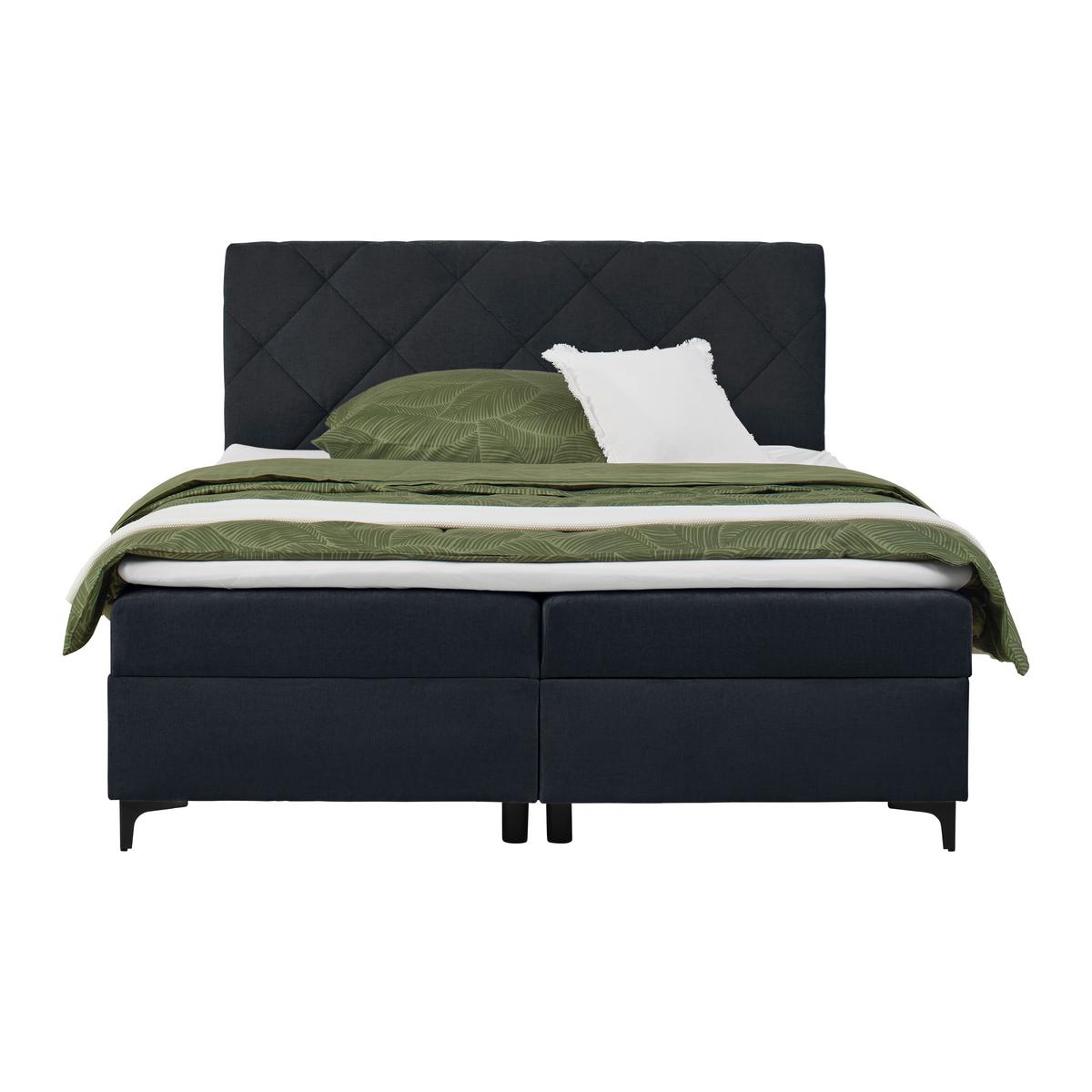 Boxbett Wind Schwarz ca. 160x200cm - Schwarz, KONVENTIONELL, Textil/Metall (160/200cm) - Mömax