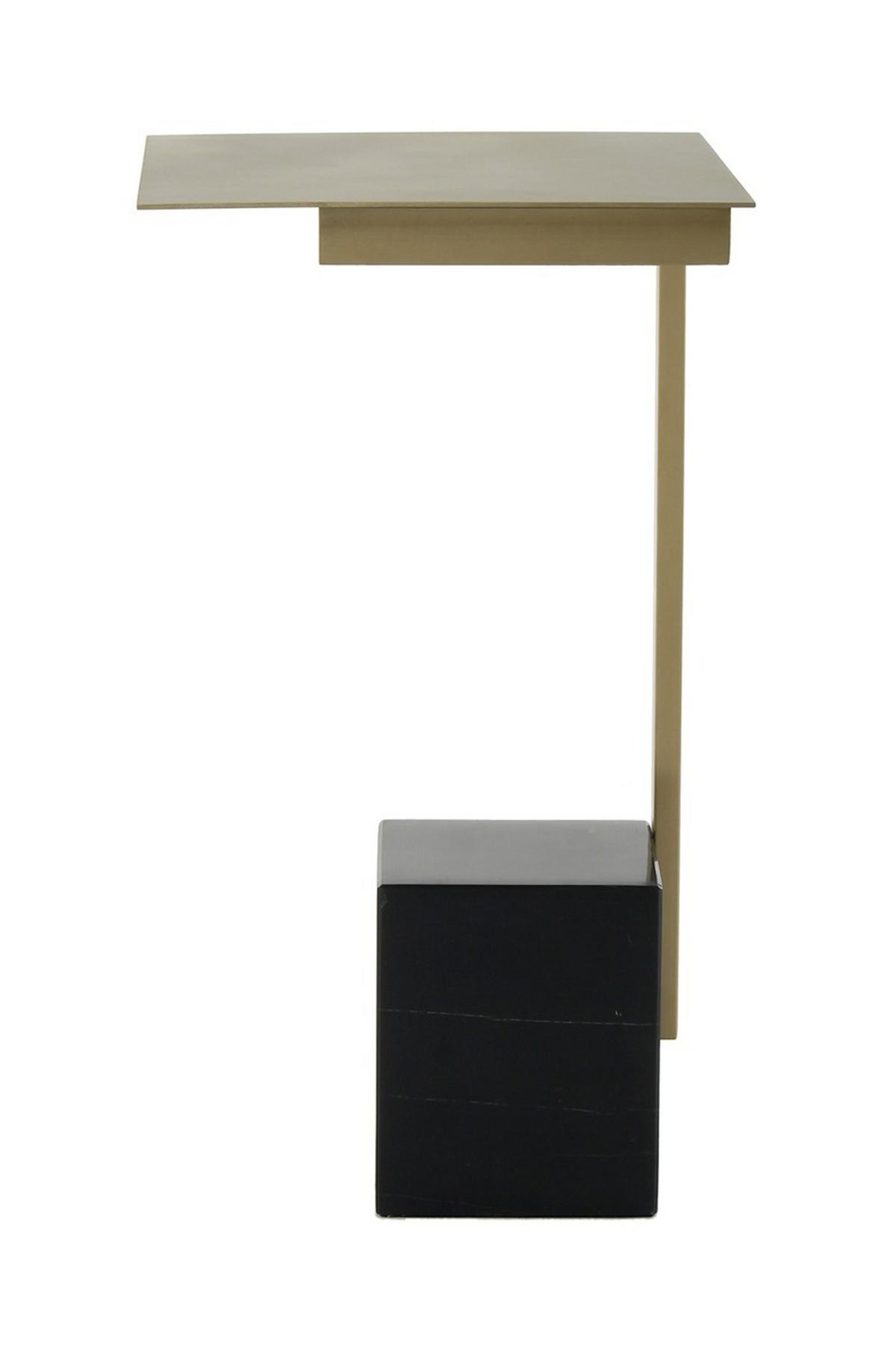 Beistelltisch Beistelltisch Oscar 100 Weiß - Weiss/Goldfarben, Design, Glas/Stein (46/54/46cm) - Kayoom