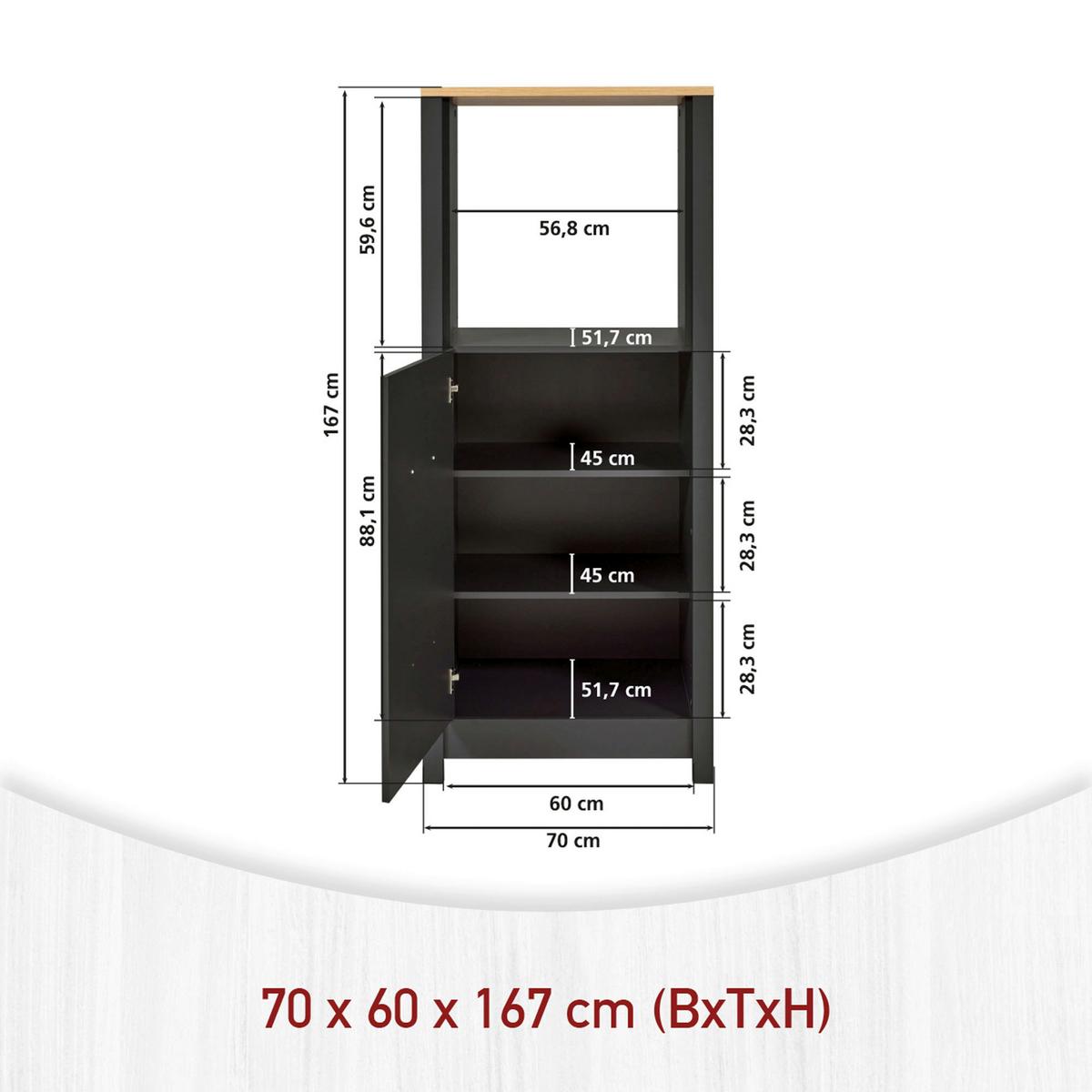 Küchenleerblock Bundle 5 o. Geräte Anthrazit - Anthrazit/Schwarz, MODERN, Glas/Holzwerkstoff (300cm) - home24