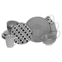 Kombinirani Servis New Style Black, 16-Delni - črna/bela, Basics, keramika - Creatable