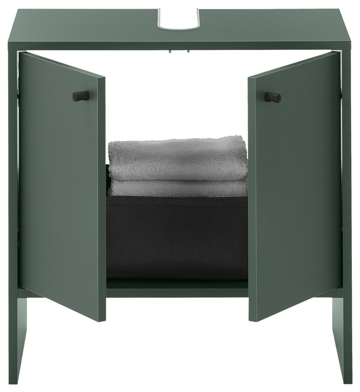 SZAFKA POD UMYWALKĘ KAIRO - czarny/oliwkowa zieleń, Modern, materiał drewnopochodny/tworzywo sztuczne (60/60/35cm) - MID.YOU