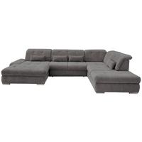 Wohnlandschaft Dalida Braun/Grau Chenille - Chromfarben/Braun, Design, Textil/Metall (195/376/254cm) - Livetastic