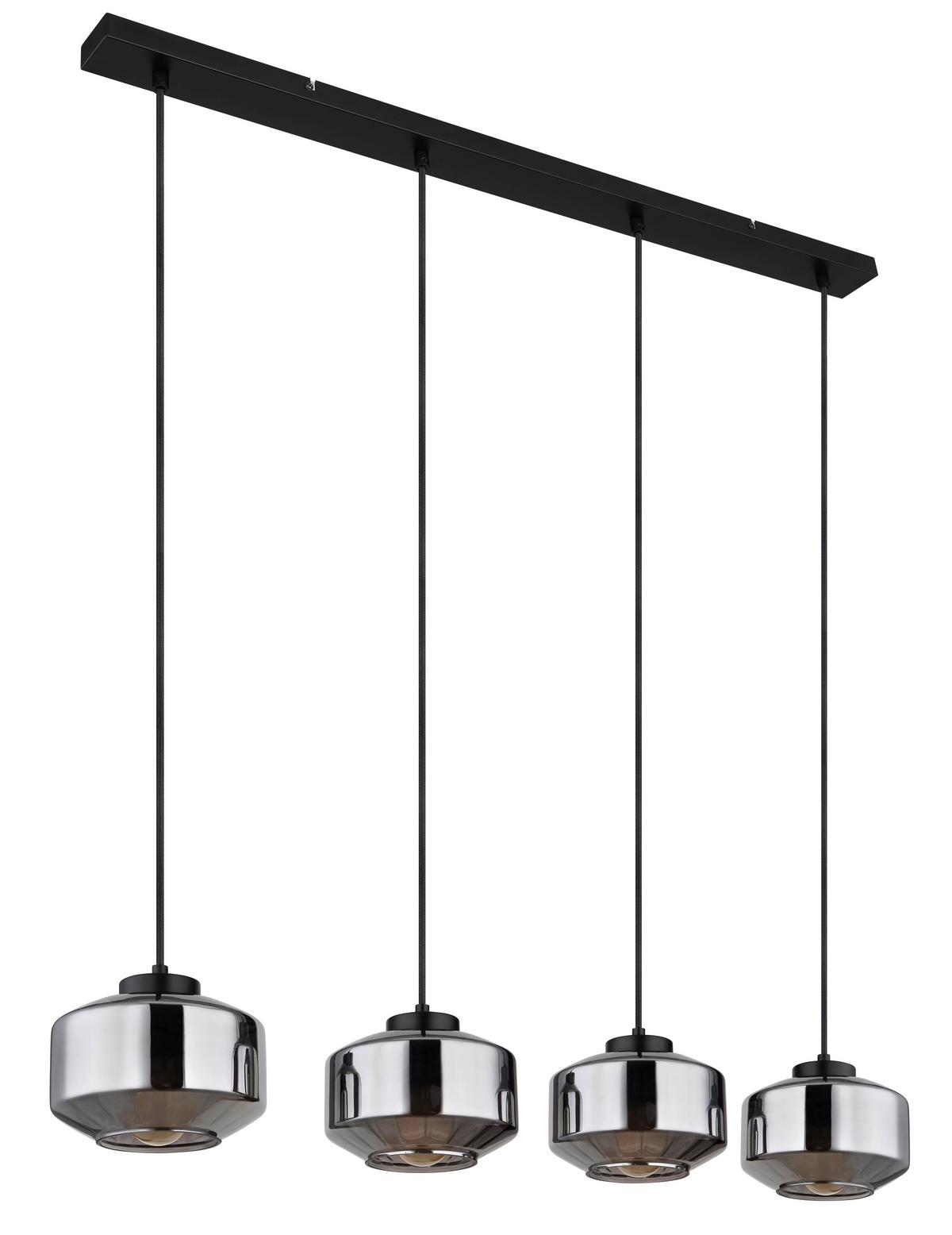 Hängeleuchte CHRISTIANA max. 40 Watt - Schwarz, Design, Glas/Metall (96/18/120cm) - Globo