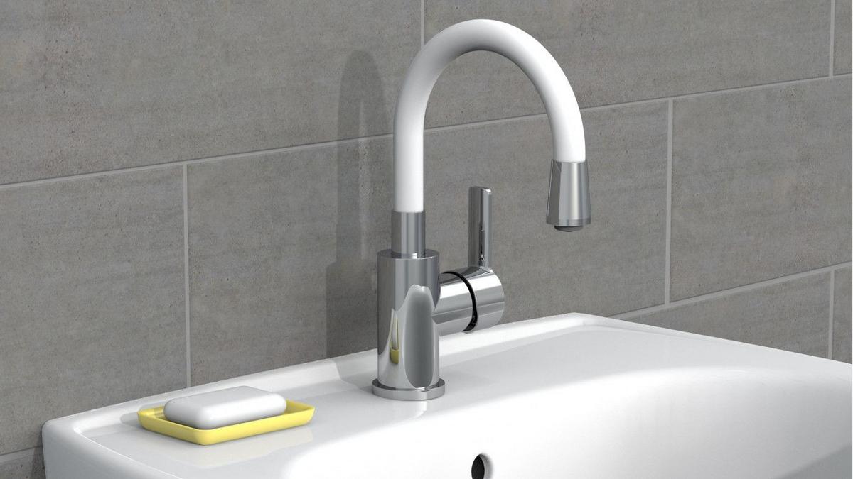 Slavina Za Umivaonik Flexo - bijela/boje kroma, Konvencionalno, metal/plastika (5,0/variabel/variabelcm)