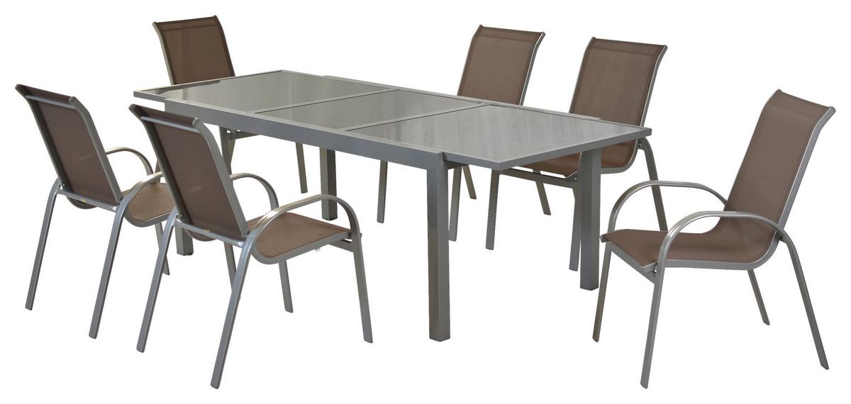 GARTENSET AMALFI - Silberfarben, MODERN, Textil/Metall - Gardenson