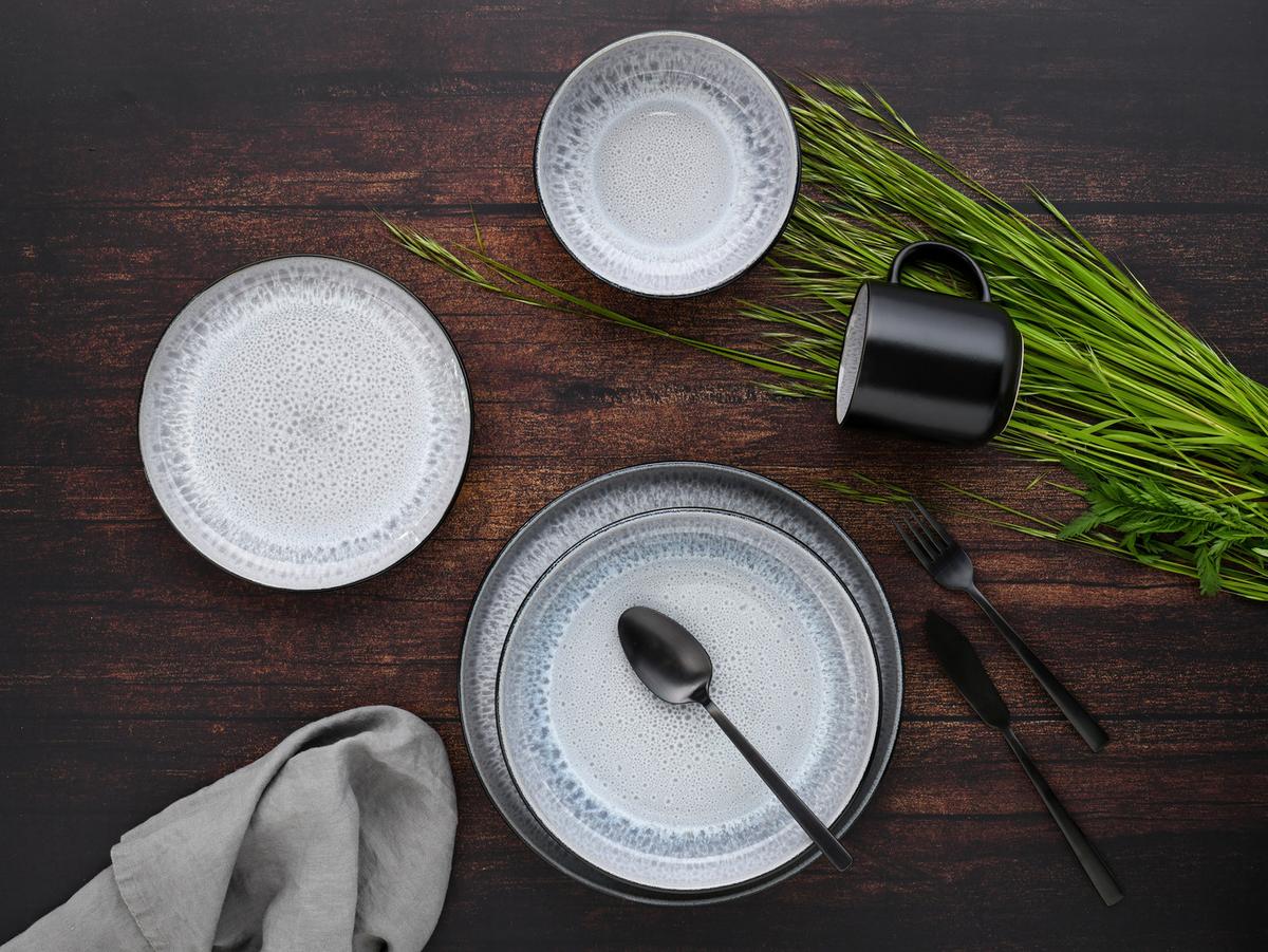 Kombinirani Servis Nordic Fjord Frost, 16-Delni - črna/svetlo siva, Basics, keramika - Creatable