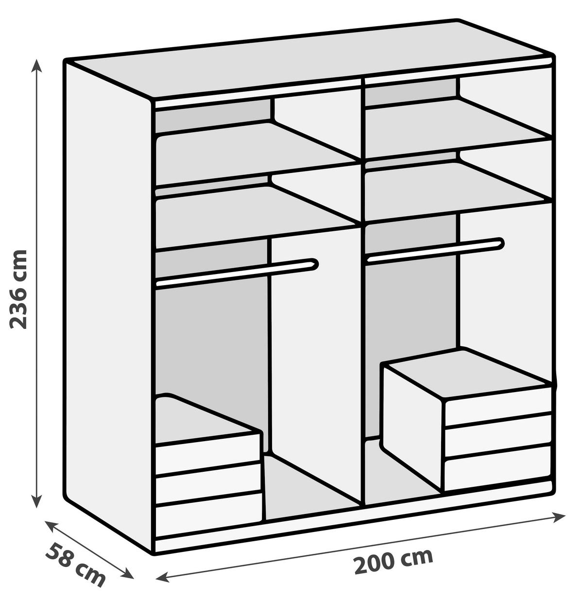 Ormar S Klasičnim Vratima Level 36 A - bijela/boje kroma, Moderno, drvni materijal (200/236/58cm) - Modern Living