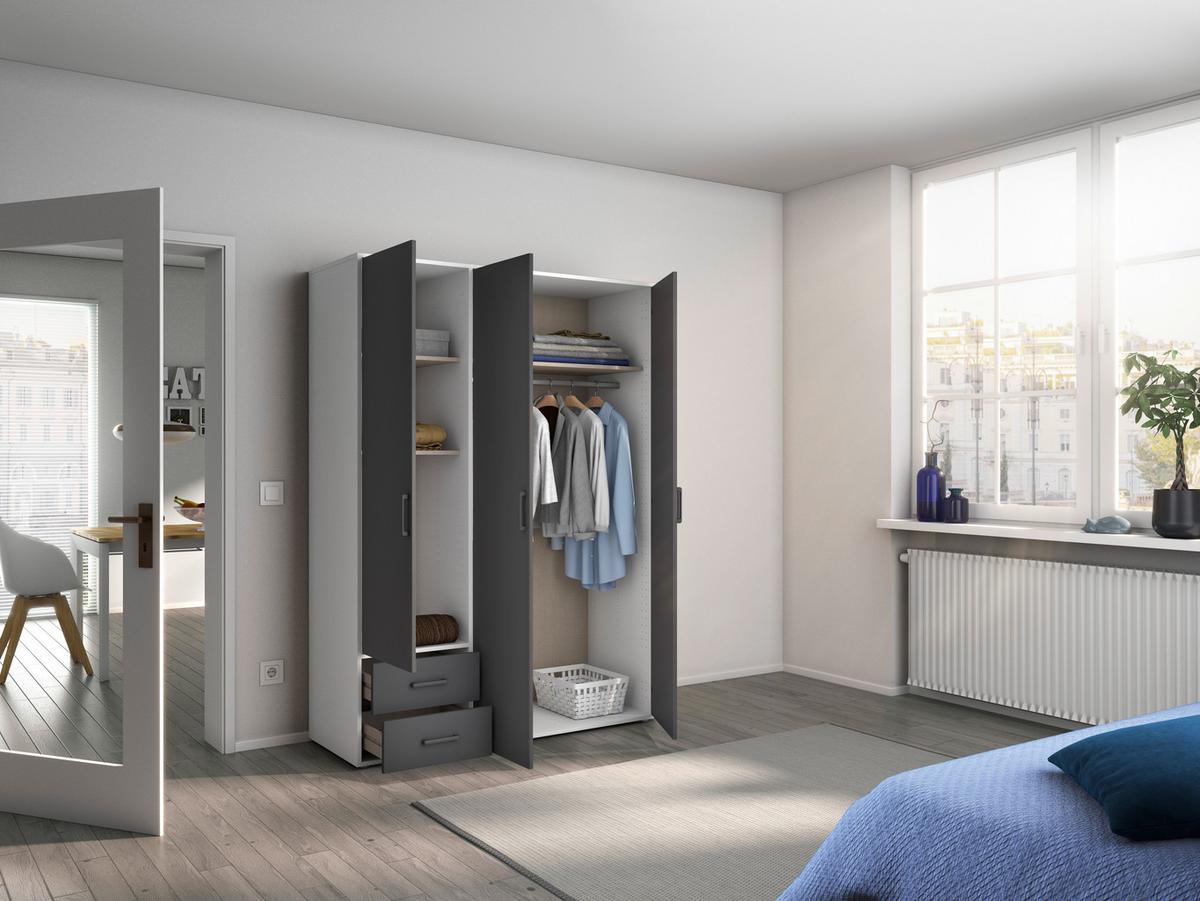 DULAP  USI ROTATIVE VOYAGER - alb/gri, Modern, material pe bază de lemn (140/194/53cm) - Modern Living
