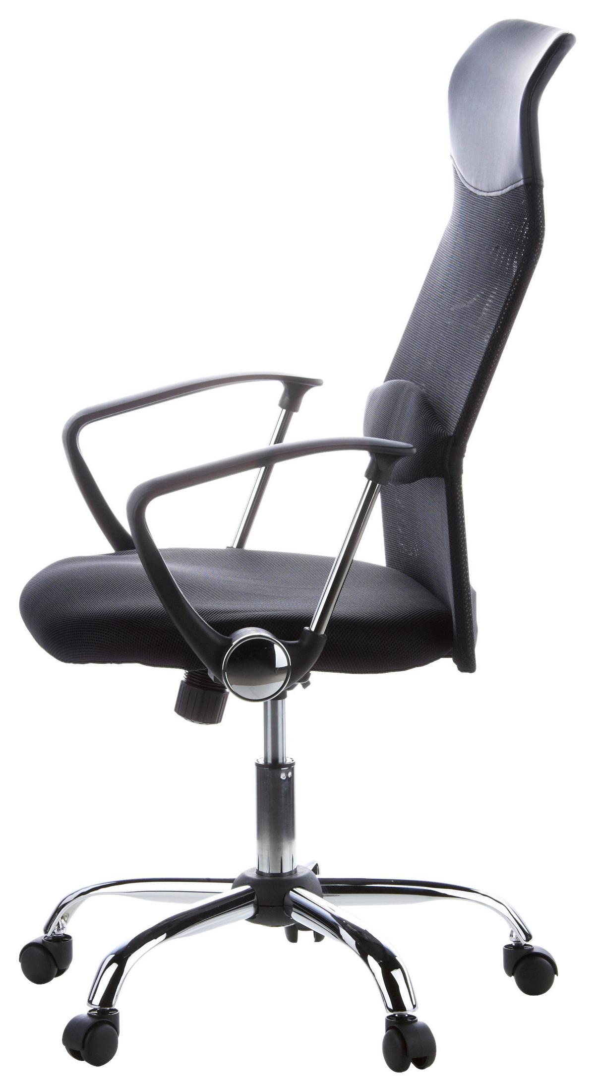 Drehstuhl Aria High Schwarz/Chromfarben - Chromfarben/Schwarz, MODERN, Kunststoff/Textil (60/129/50cm) - MID.YOU