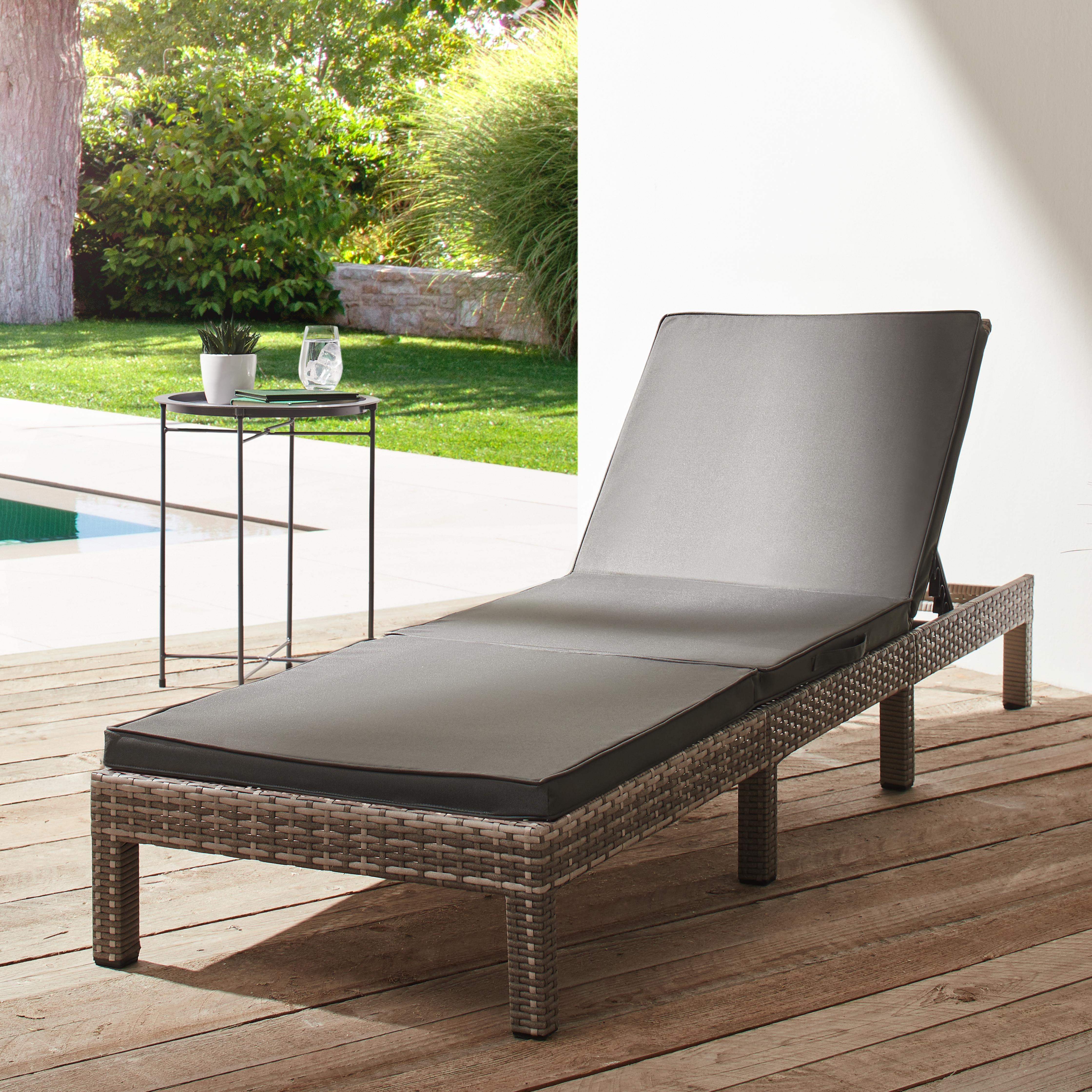 Liegenauflage Polly ca. 174x58x4 cm - Grau, MODERN, Textil (174/58/4cm) - Bessagi Garden