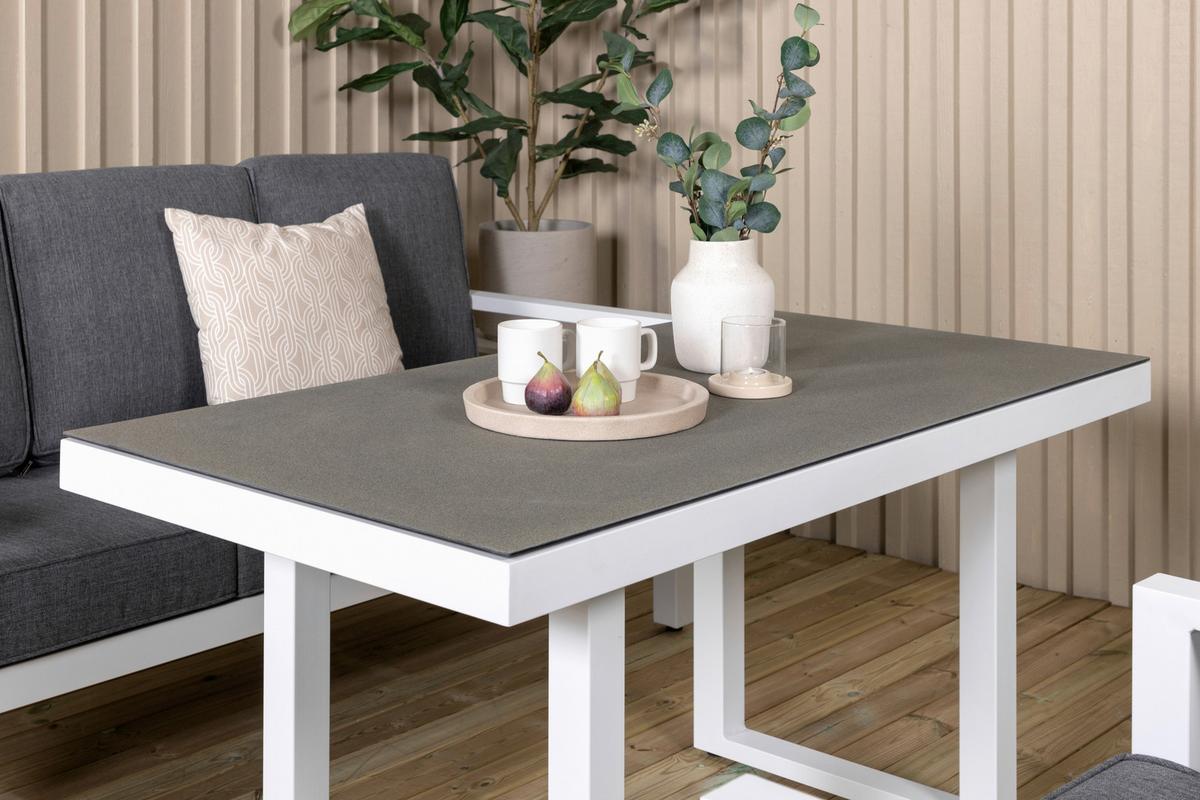 Loungegarnitur Barcelona Grau/Weiß Metall/Textil - Weiß/Grau, Basics, Textil/Metall - Gardenson