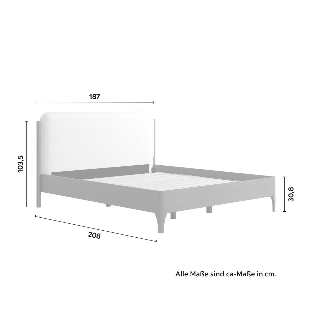 Polsterbett Amina ca. 180x200 cm Elfenbein - Hellbraun/Elfenbein, MODERN, Holz/Holzwerkstoff (180/200cm) - Bessagi Home