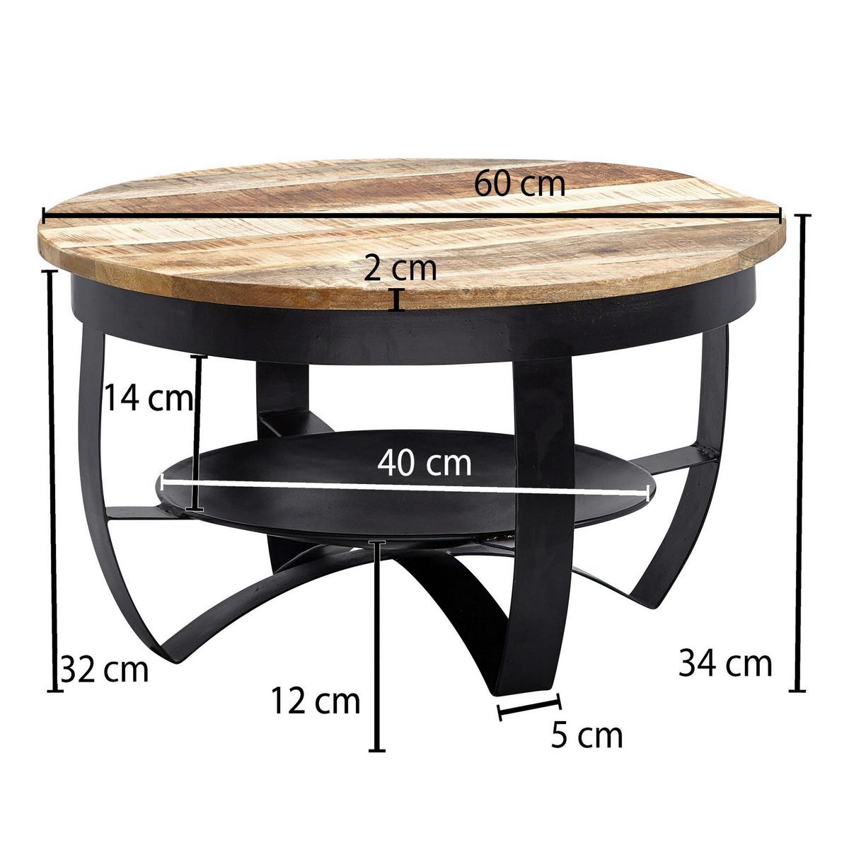 COUCHTISCH WOHNLING - Schwarz/Braun, MODERN, Holz/Metall (60/60/34cm) - MID.YOU