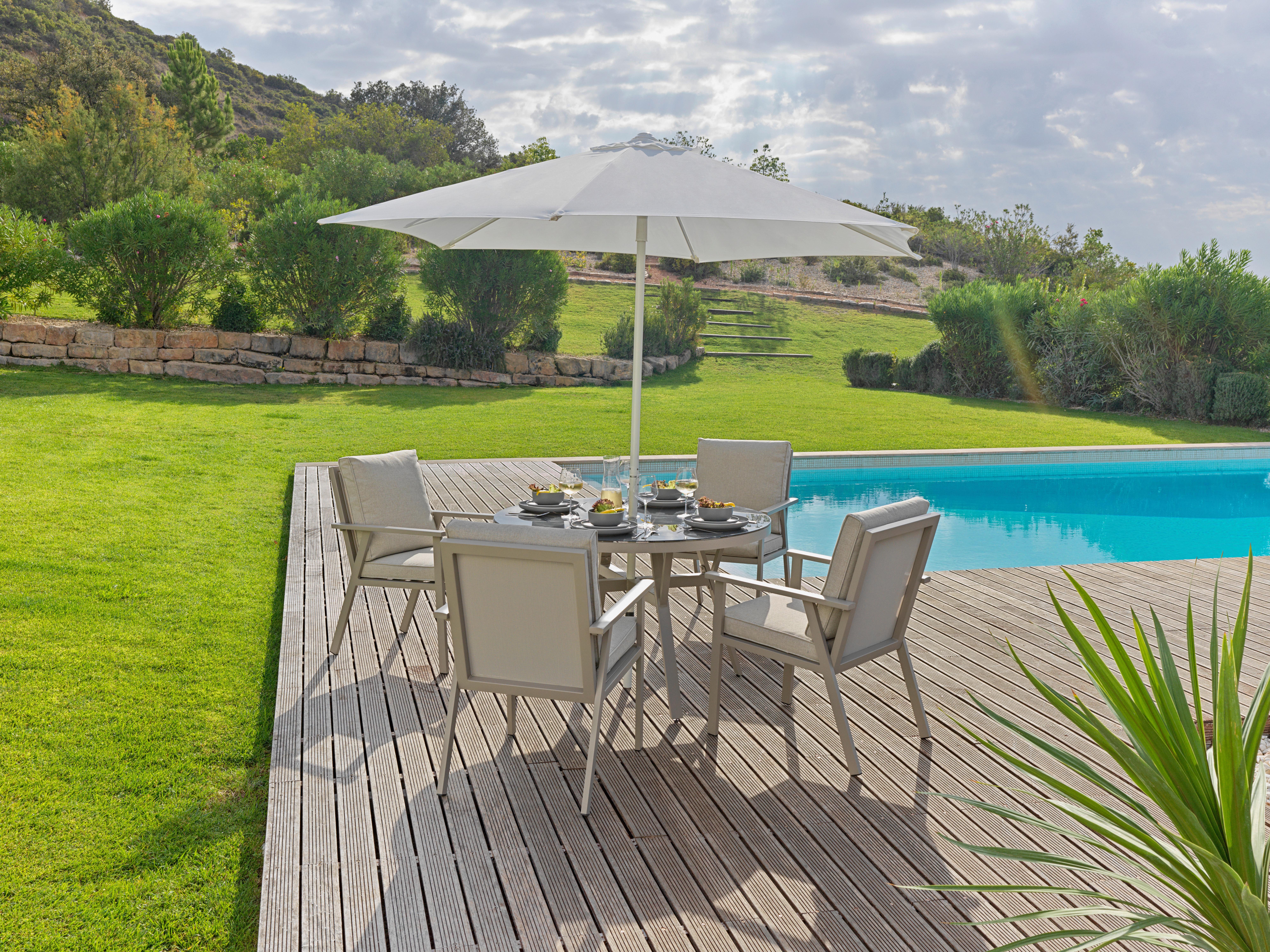 Vrtna Garnitura Sandra -Int-, Peščene Barve, 5-Delno - peščene barve, Basics, kovina/steklo - Mömax