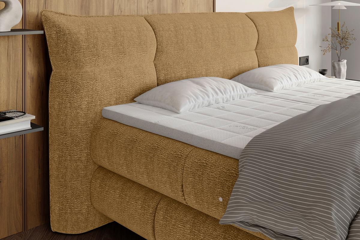 Boxspringbett Auris - Senfgelb/Schwarz, Konventionell, Kunststoff/Textil (140/200cm) - Sembella
