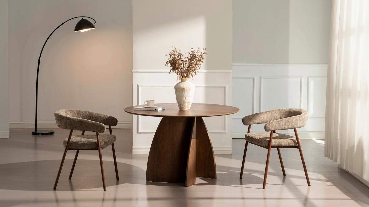 Jedilna Miza Atlas, Barva Oreha, Ø 120 - barva oreha, Moderno, leseni material/les (120/75cm) - Livetastic