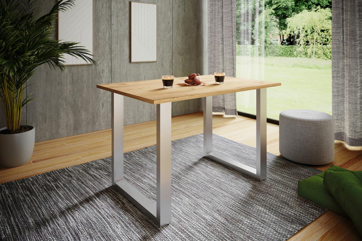 ESSTISCH XONA - Honigeiche/Silberfarben, Basics, Holzwerkstoff/Metall (140/80/76cm) - MID.YOU