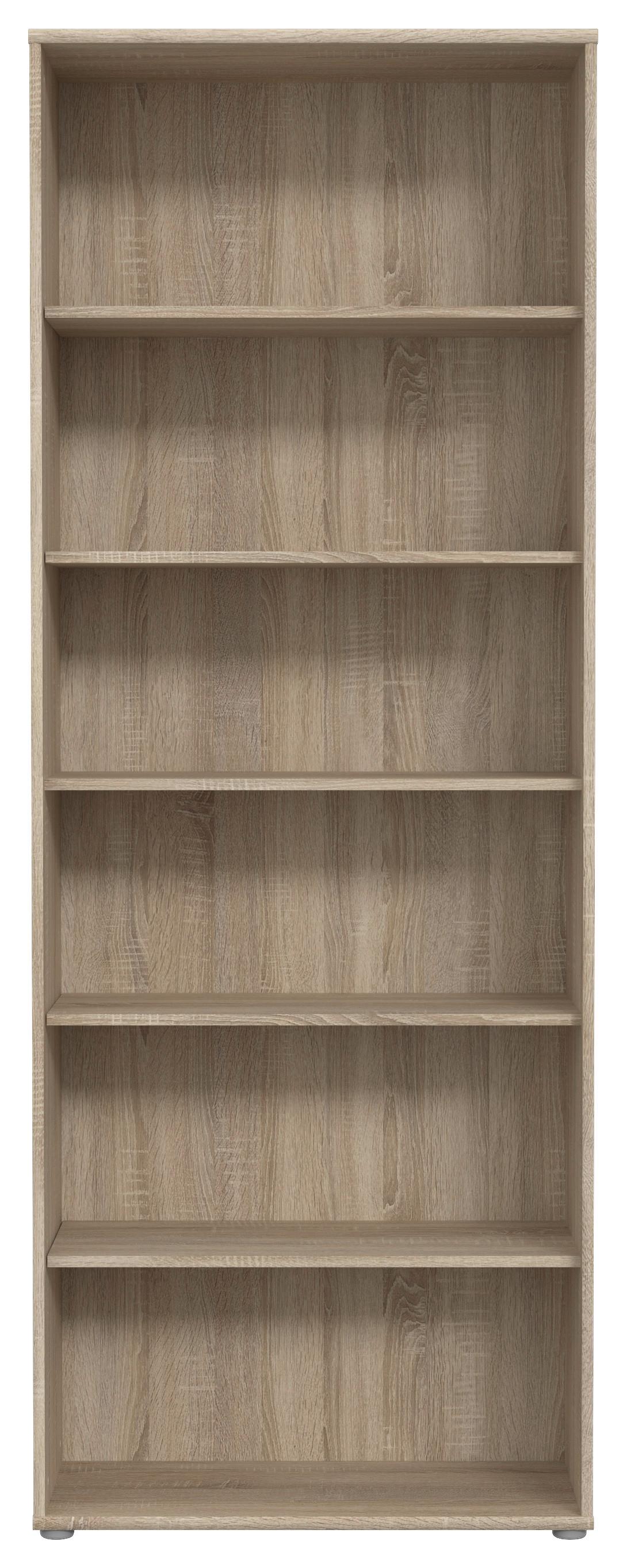 Regal Tempra 2, Barva Hrasta Sonoma - barve aluminija/hrast sonoma, Basics, leseni material (74/198/35cm) - Mömax