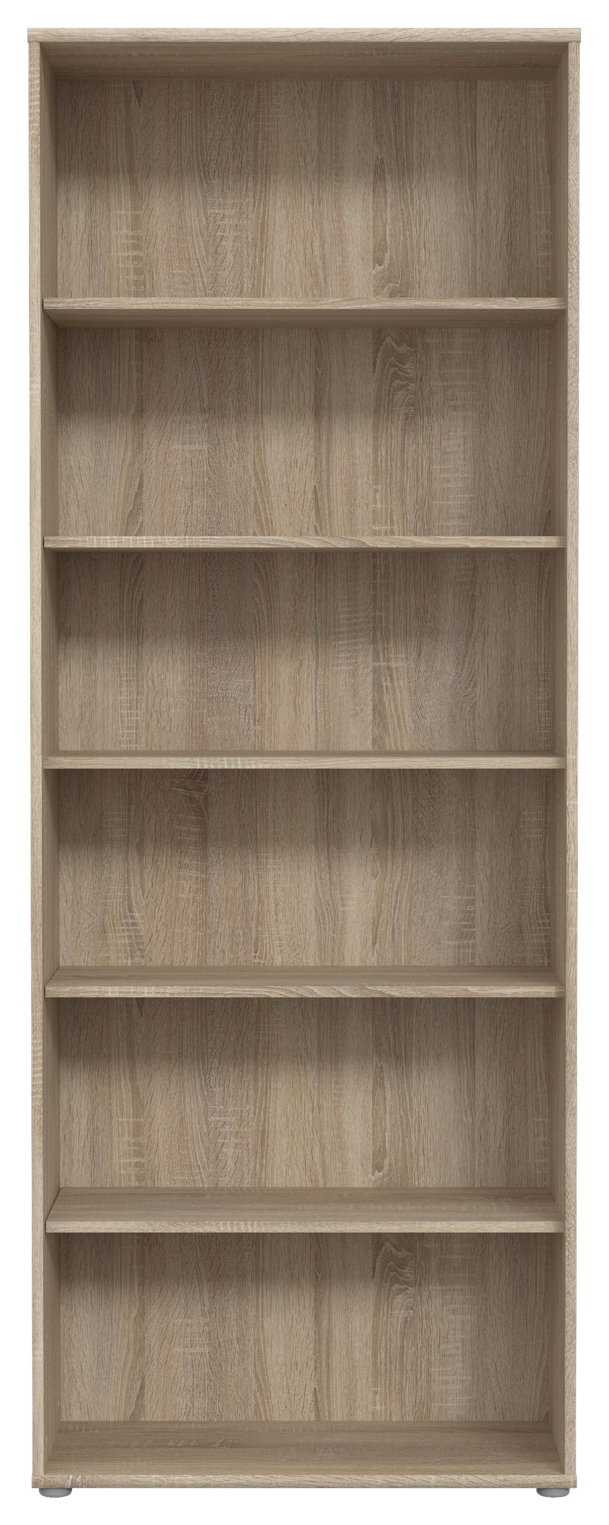 Regal Tempra 2, Barva Hrasta Sonoma - barve aluminija/hrast sonoma, Basics, leseni material (74/198/35cm) - Mömax