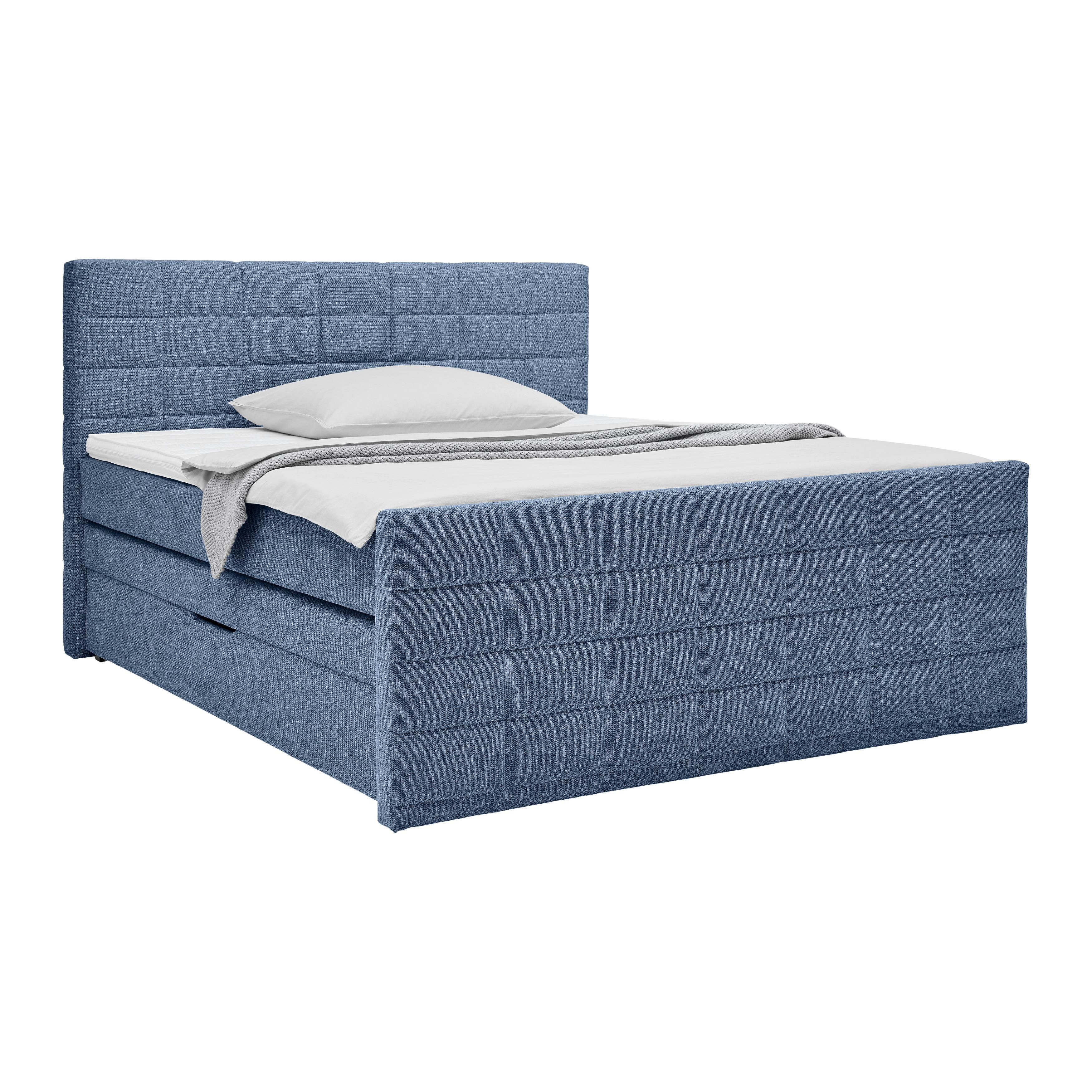 Boxspringbett Damon Blau ca. 180x200cm - Blau/Schwarz, KONVENTIONELL, Kunststoff/Textil (180/200cm) - Mömax