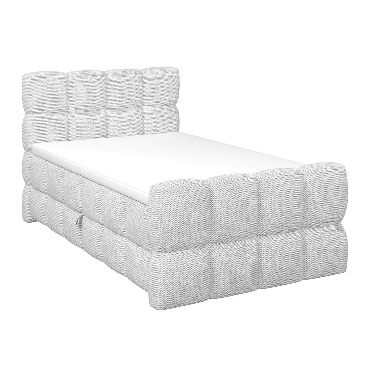 Postelja Boxspring Brisbane, Sivobela, 140x200 - črna/sivobela, Trend, kovina/umetna masa (140/200cm) - Premium Living