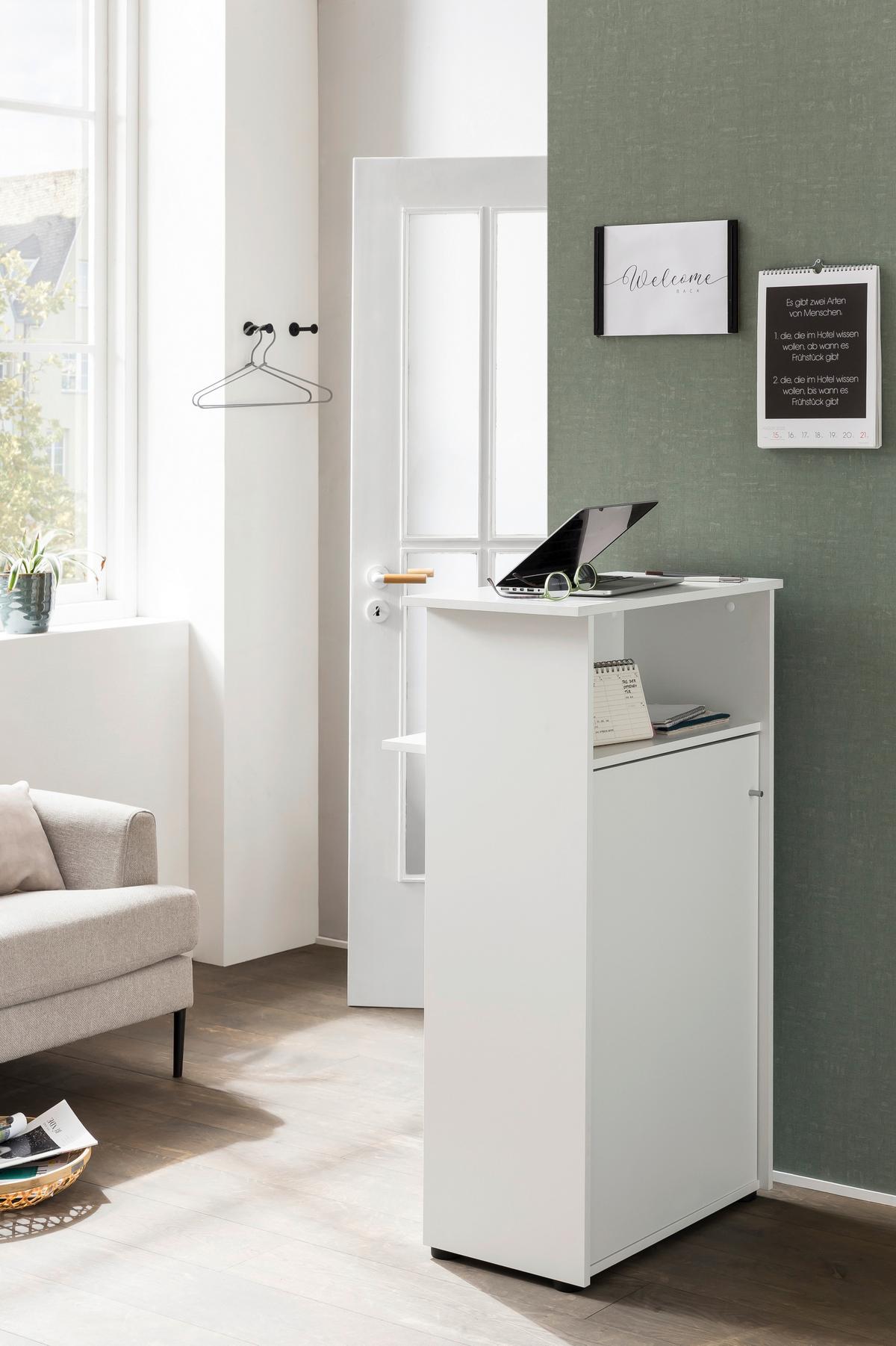 Stehpult Empfangstresen 660 Weiß ca. 65,8x110,5x44cm - Weiß, MODERN, Holzwerkstoff (65,8/110,5/44cm) - MID.YOU