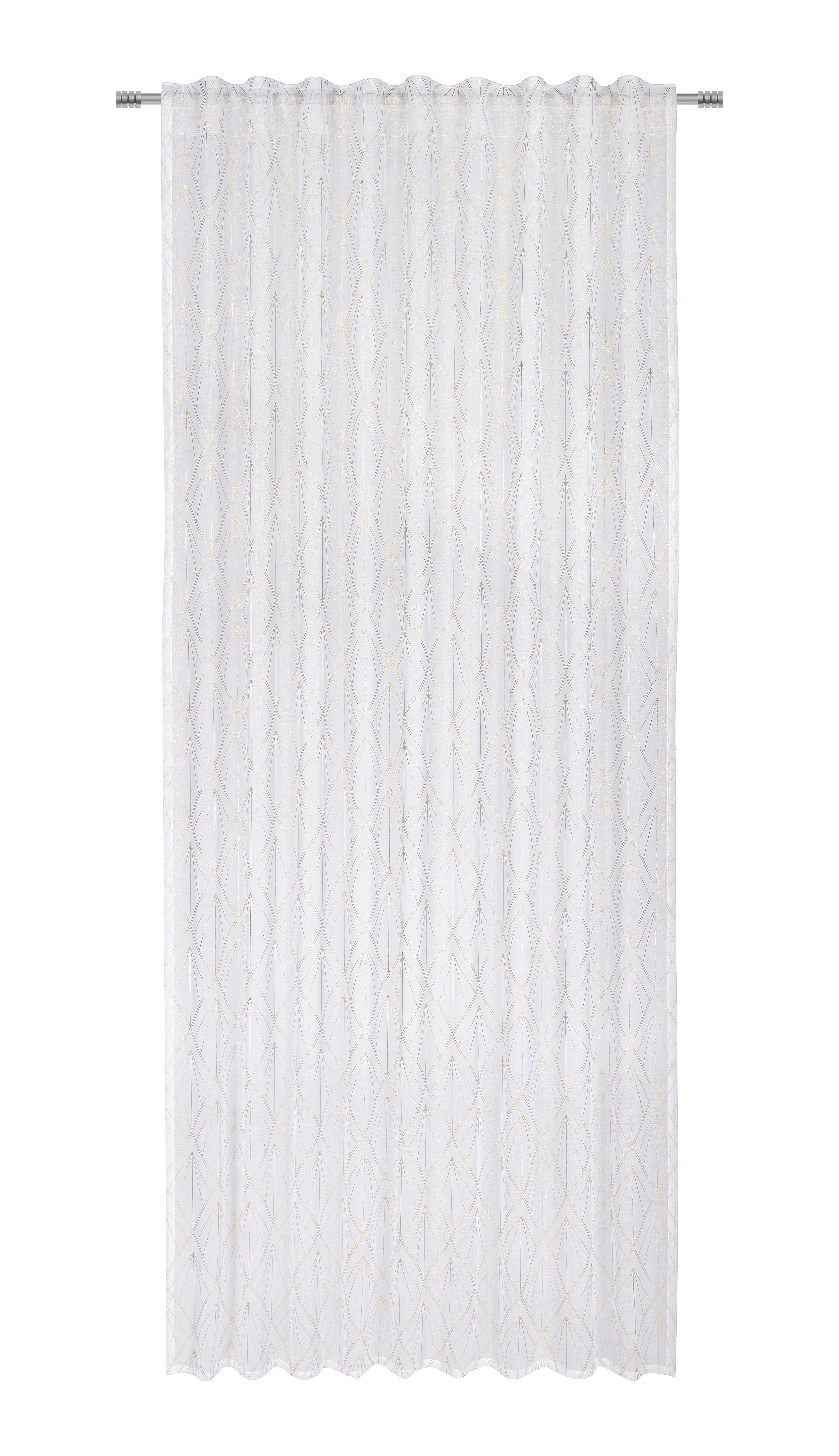 Končana Zavesa Esther - zlate barve/bela, Romantika, tekstil (135/245cm) - Modern Living