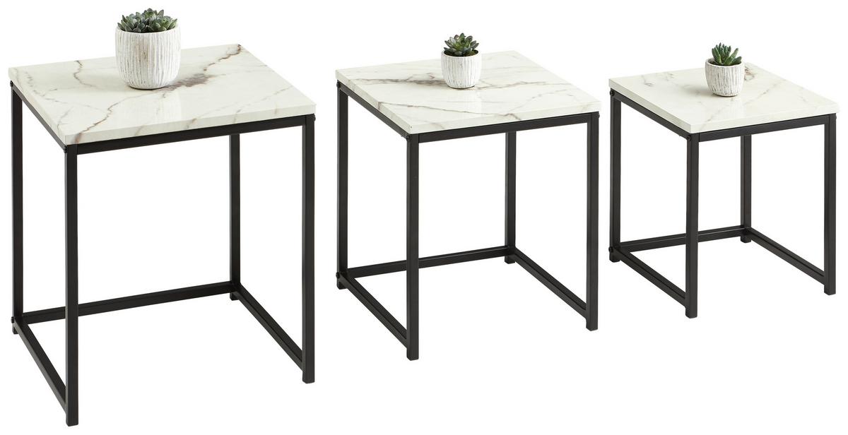 STOLIKI WSUWANE POD SIEBIE TORANO -TREND- - czarny/biały, Trend, materiał drewnopochodny/metal - MID.YOU