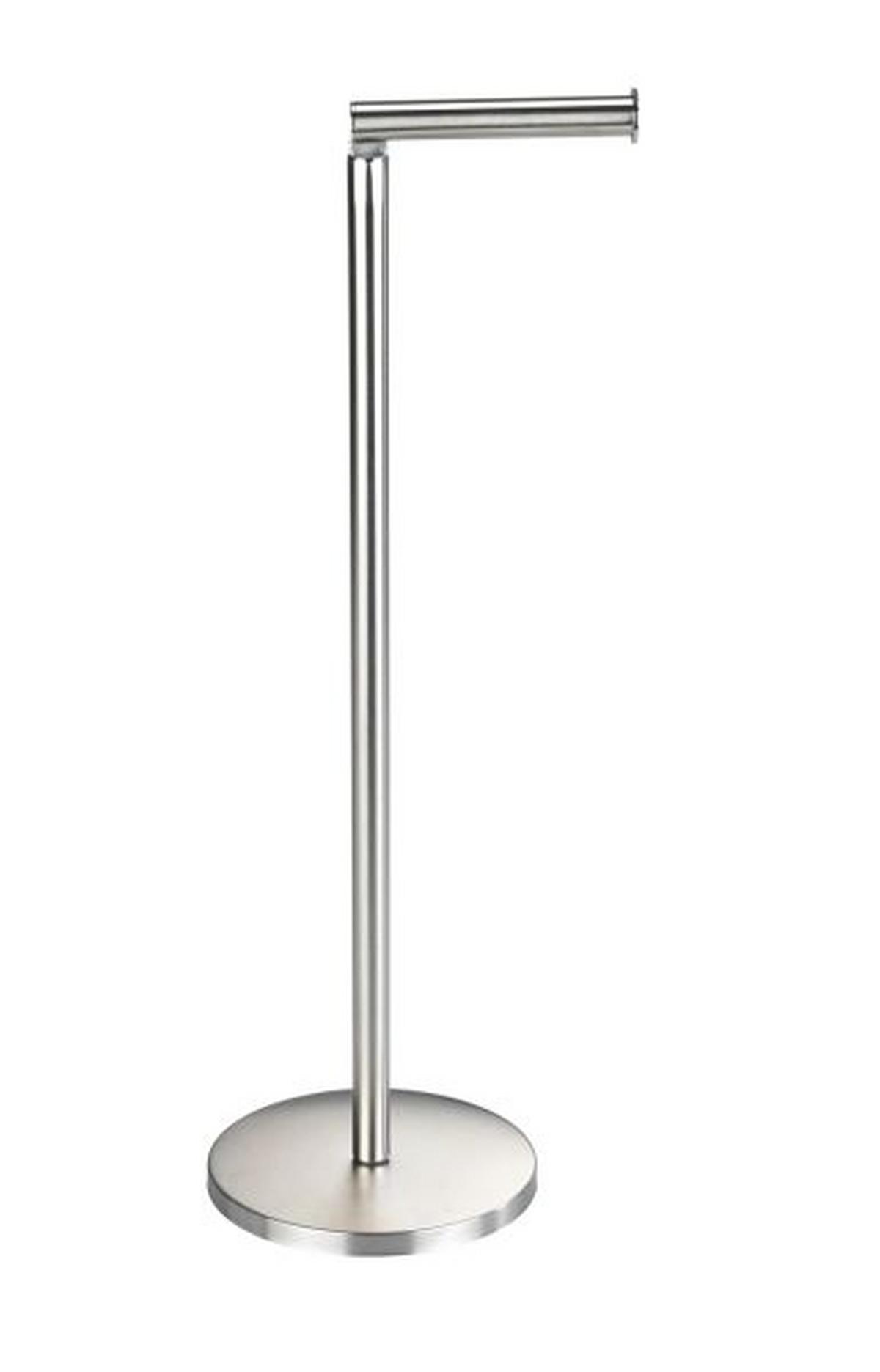 UCHWYT NA PAPIER TOALETOWY STAND 2IN1 - kolor stalowy, Basics, metal (21/55/17cm) - Wenko