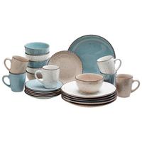Kombiservice Kelly aus Steinzeug, 24-teilig - Blau/Weiss, Modern, Keramik - Modern Living