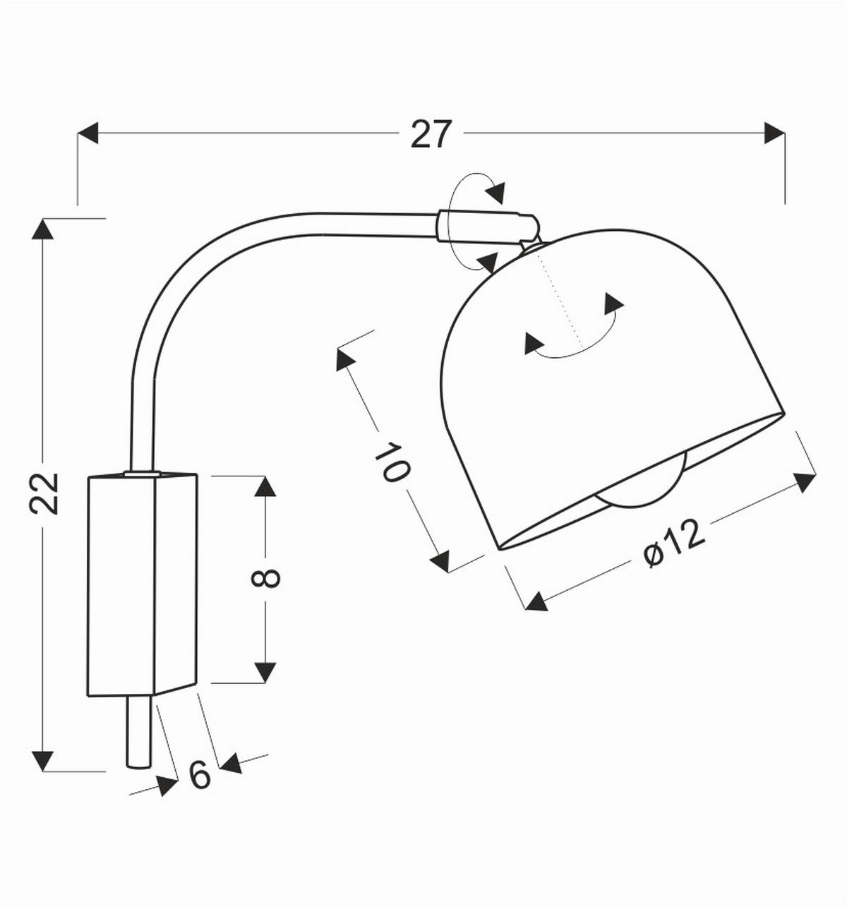 KINKIET 21-76687 - czarny, Basics, metal (12/27/22cm)