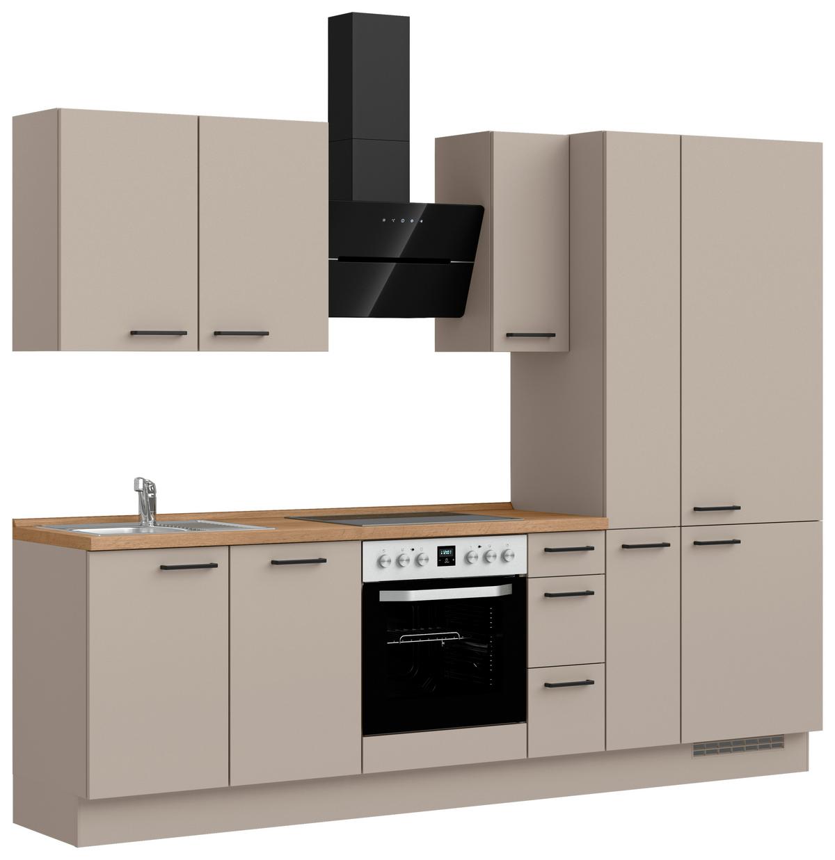 Küchenblock Easytouch High m. Geräten Sandfarben - Sandfarben/Eichefarben, MODERN, Holzwerkstoff/Metall (270cm) - Nobilia