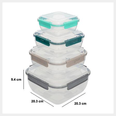 Set 4 recipiente alimentare KLIC - Basics (20,3/20,3/9,4cm)