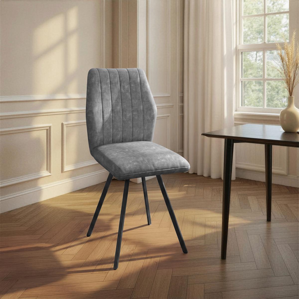 Stol Johanna, Siva - siva/črna, Moderno, kovina/tekstil (46/90/60cm)