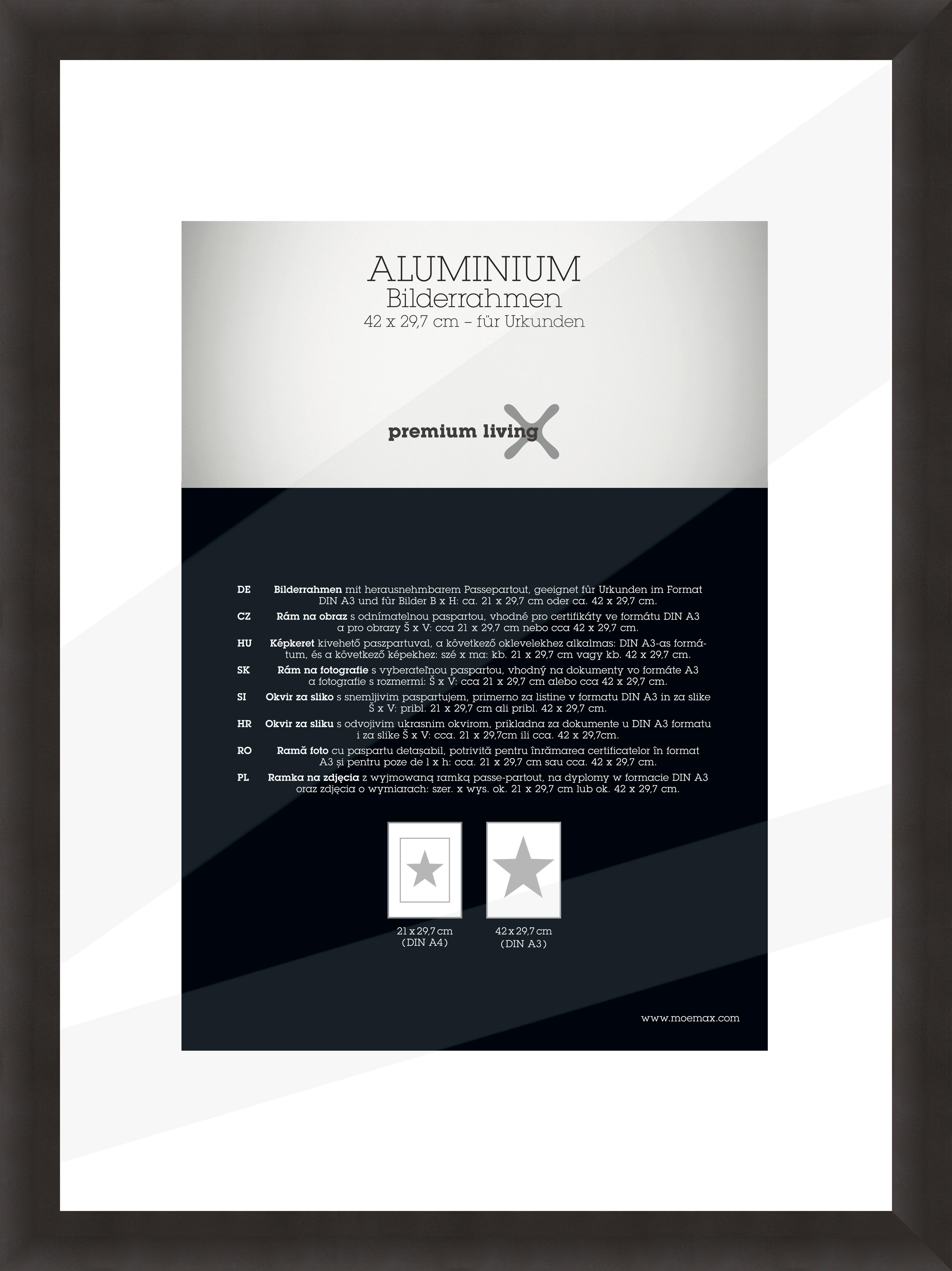 Rame Foto Aluminium - negru, Basics, metal (29,7/42cm) - Premium Living