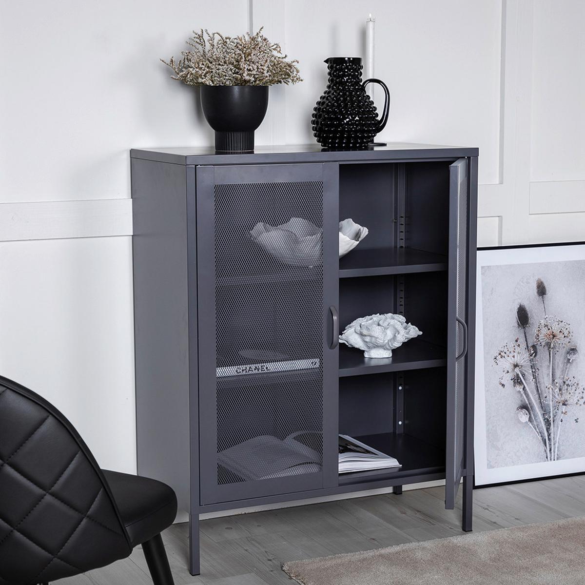 Sideboard Misha Schwarz ca. 80x101,5x40cm - Schwarz, Design, Metall (80/101.5/40cm) - Livetastic