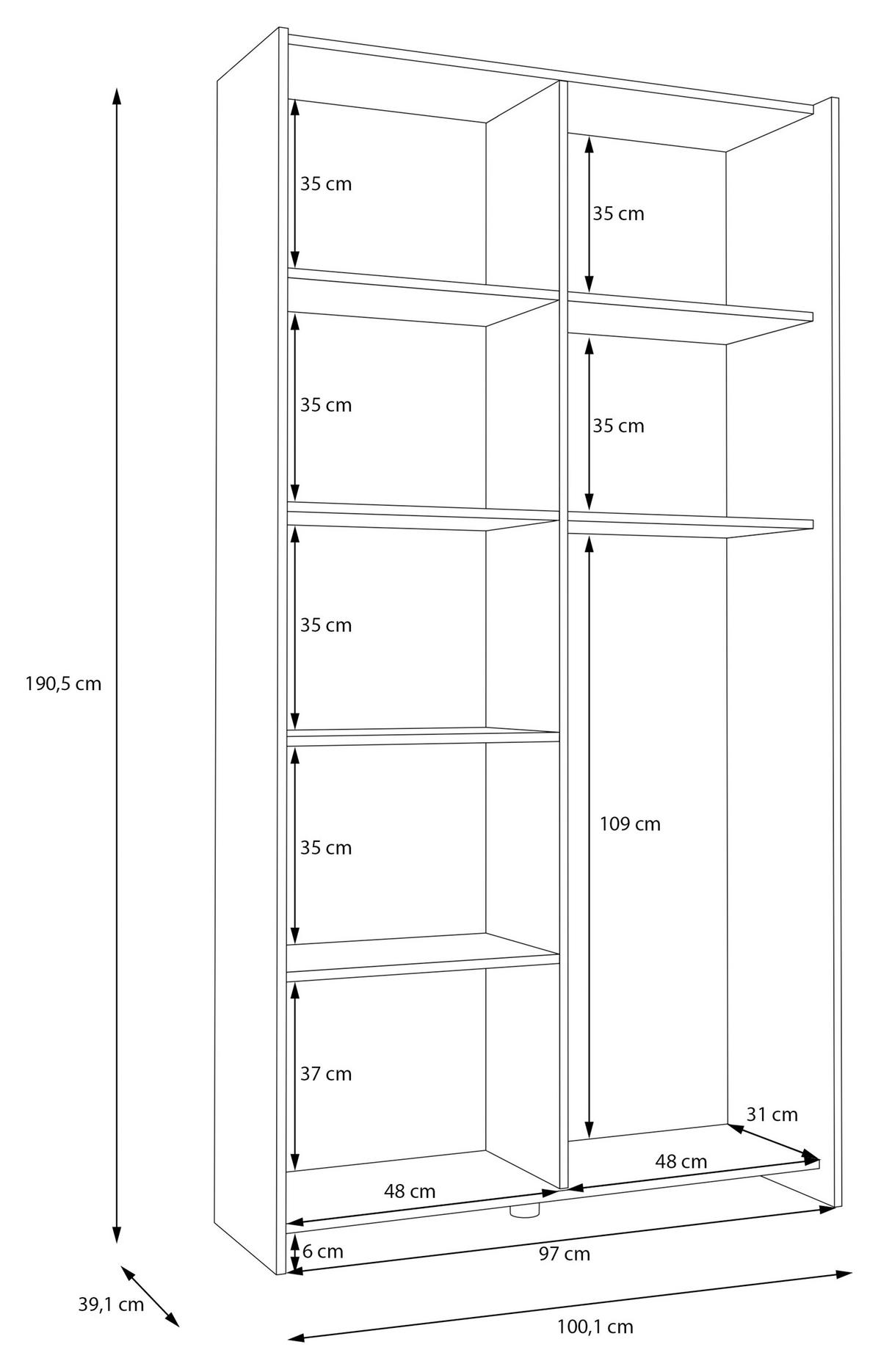 Ormar S Kliznim Vratima Home Nook - bijela, Basics, drvni materijal (100,1/190,5/39,1cm) - Modern Living