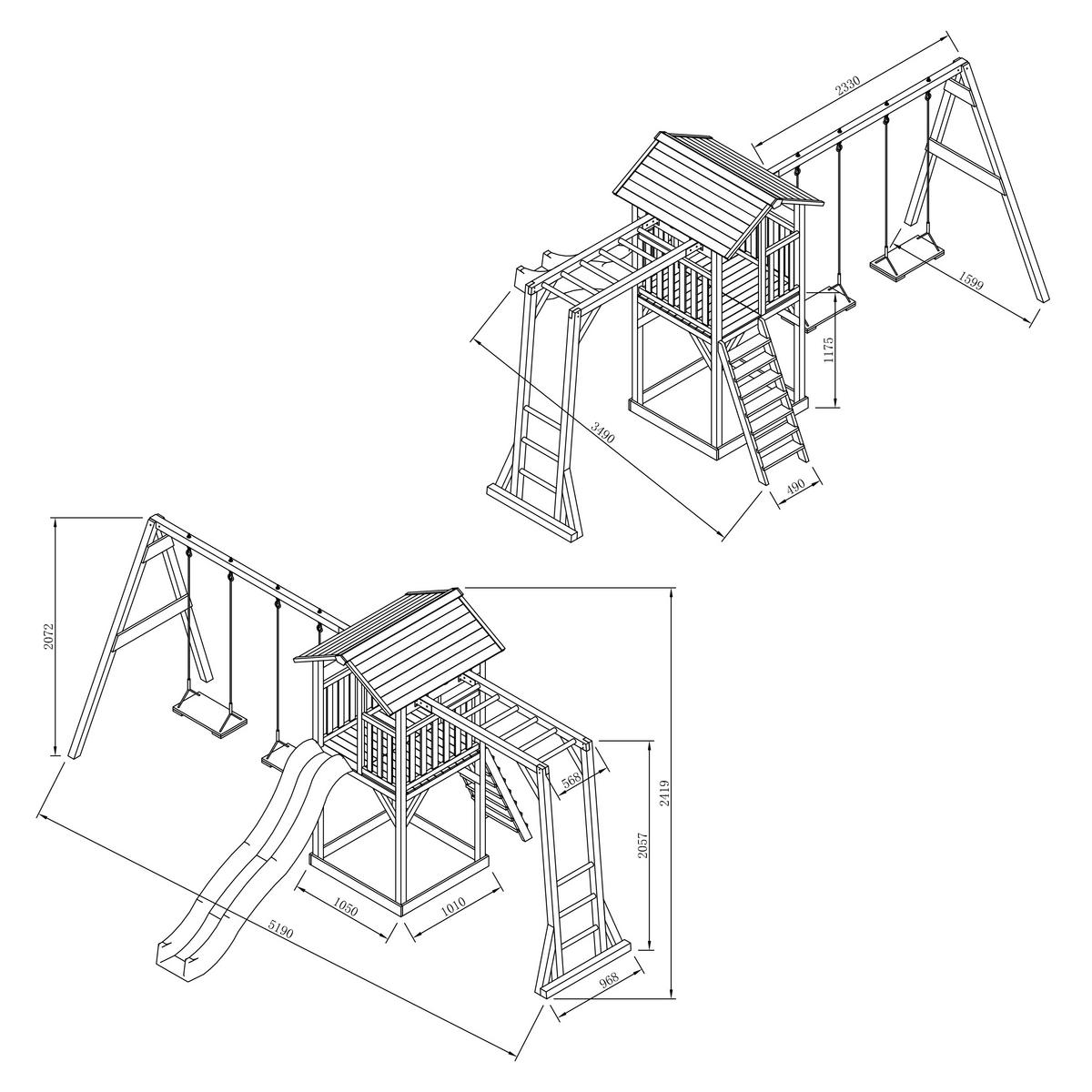 Spielhaus Beach Tower aus Zedernholz - Blau/Weiß, Basics, Holz (519/241.9/349cm) - Ambia Garden