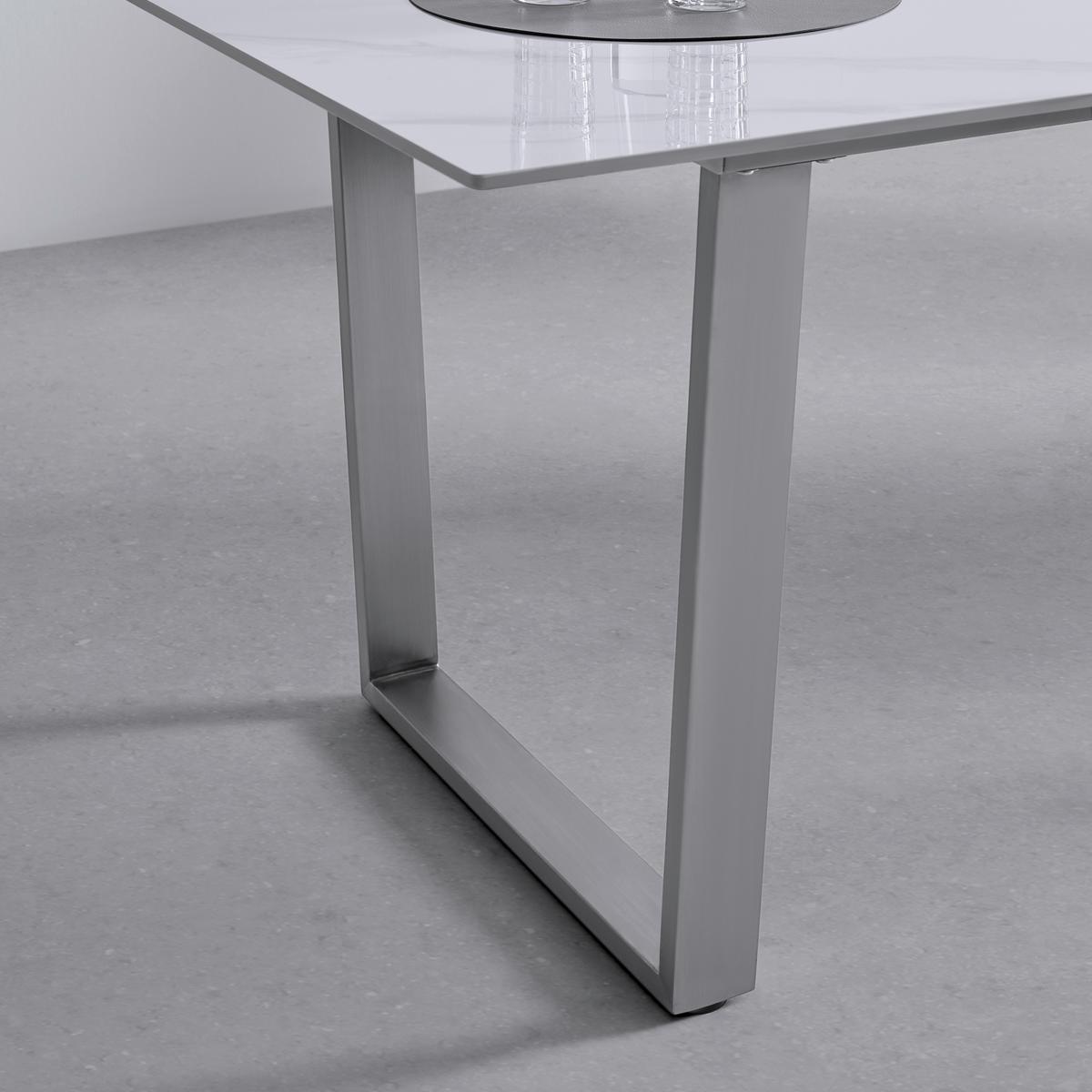 Jedilna Miza New York, Bela, 160 X 90 Cm - barve nerjavečega jekla/bela, Trend, kovina/keramika (160/75/90cm) - Mömax