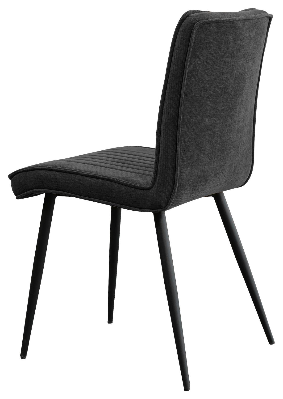 Stuhl Lena in Schwarz - Schwarz/Grau, Modern, Holz/Textil (43/86/57cm) - Mömax