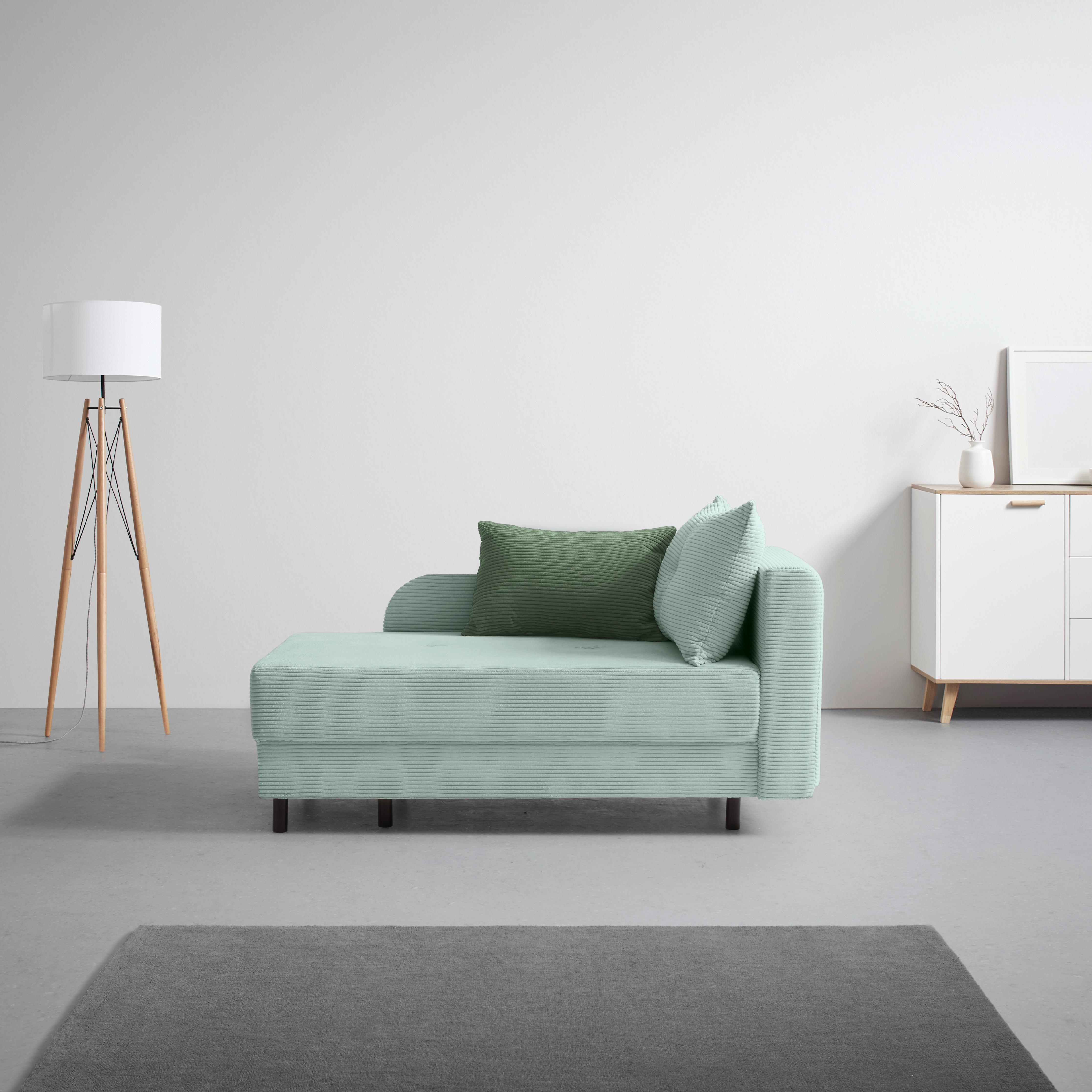 Liege Nova Salbeigrün - Salbeigrün/Schwarz, MODERN, Holz/Textil (145/62/85cm) - Mömax