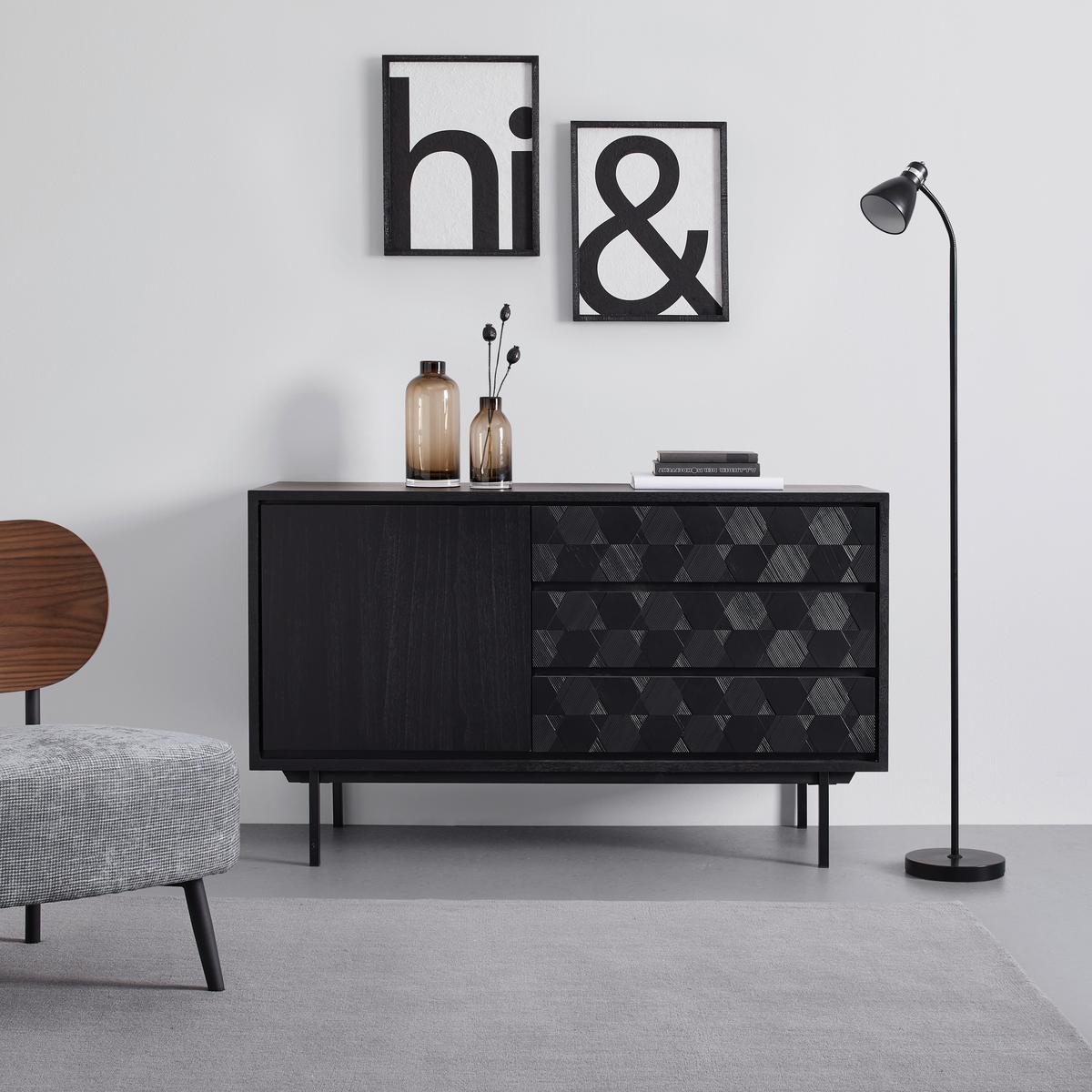 Sideboard "Roma" schwarz - Schwarz, Modern, Holz/Metall (131,5/77/42cm) - Bessagi Home
