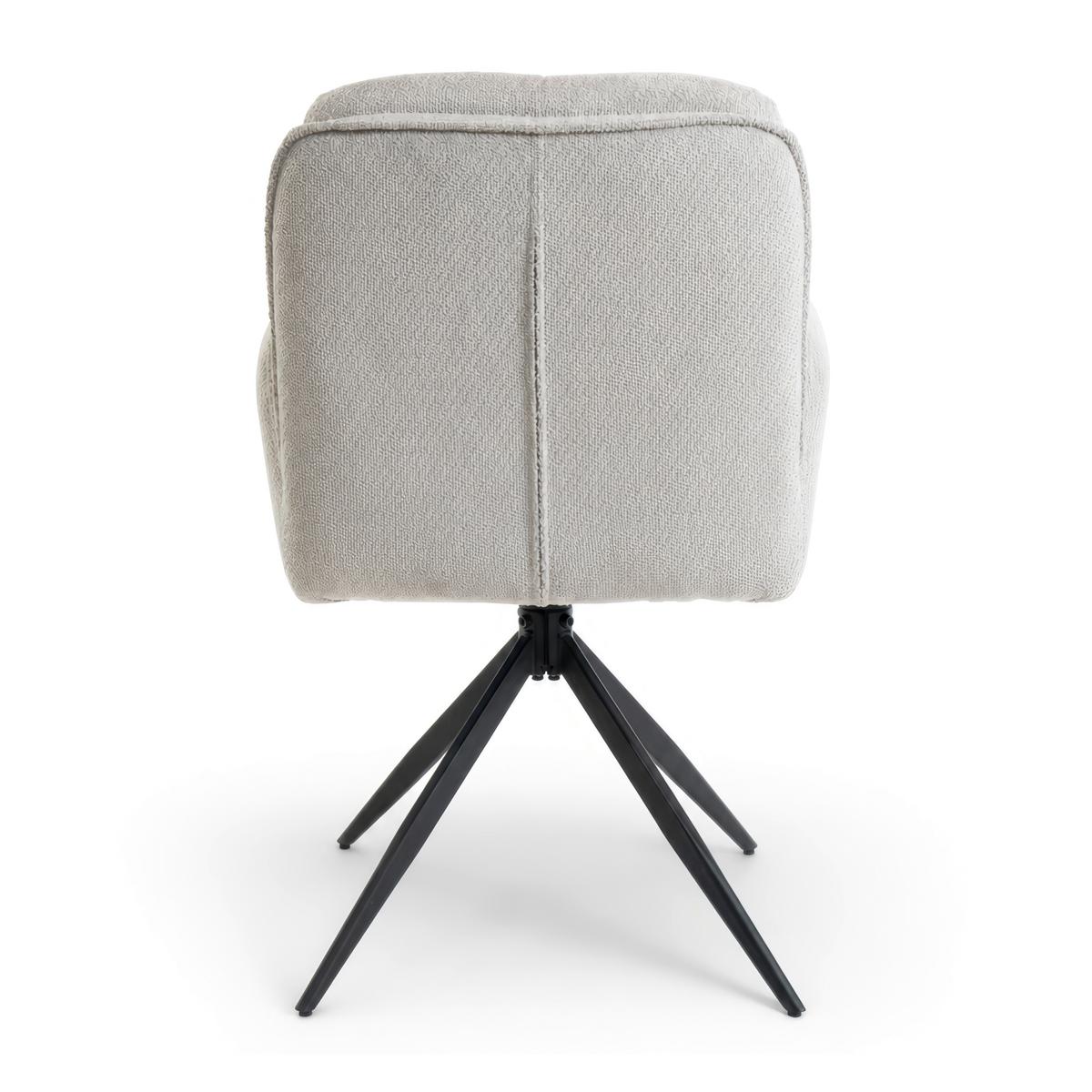 Armlehnstuhl Nalani Greige Webstoff Drehbar Gepolstert - Greige/Dunkelgrau, MODERN, Textil/Metall (58/86/62cm) - Bessagi Home