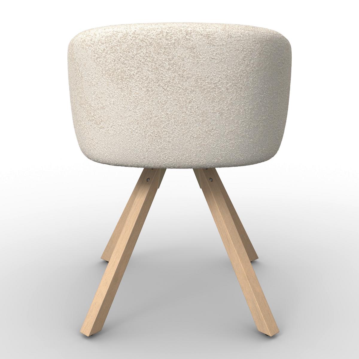 Armlehnstuhl Naya Creme Chenille Drehbar Gepolstert - Buchefarben/Creme, MODERN, Holz/Textil (62/65/81cm) - Bessagi Home