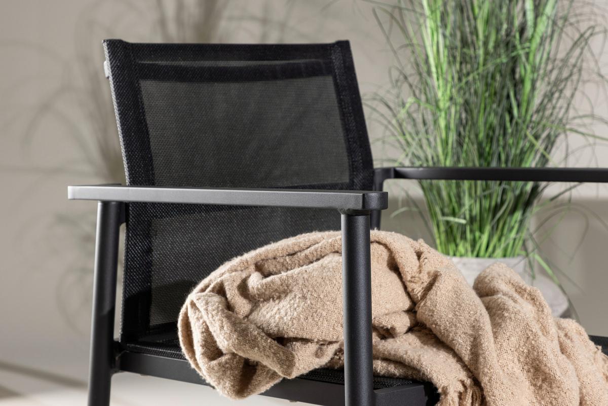 GARTENGARNITUR BREAK - Schwarz, KONVENTIONELL, Glas/Textil - Gardenson
