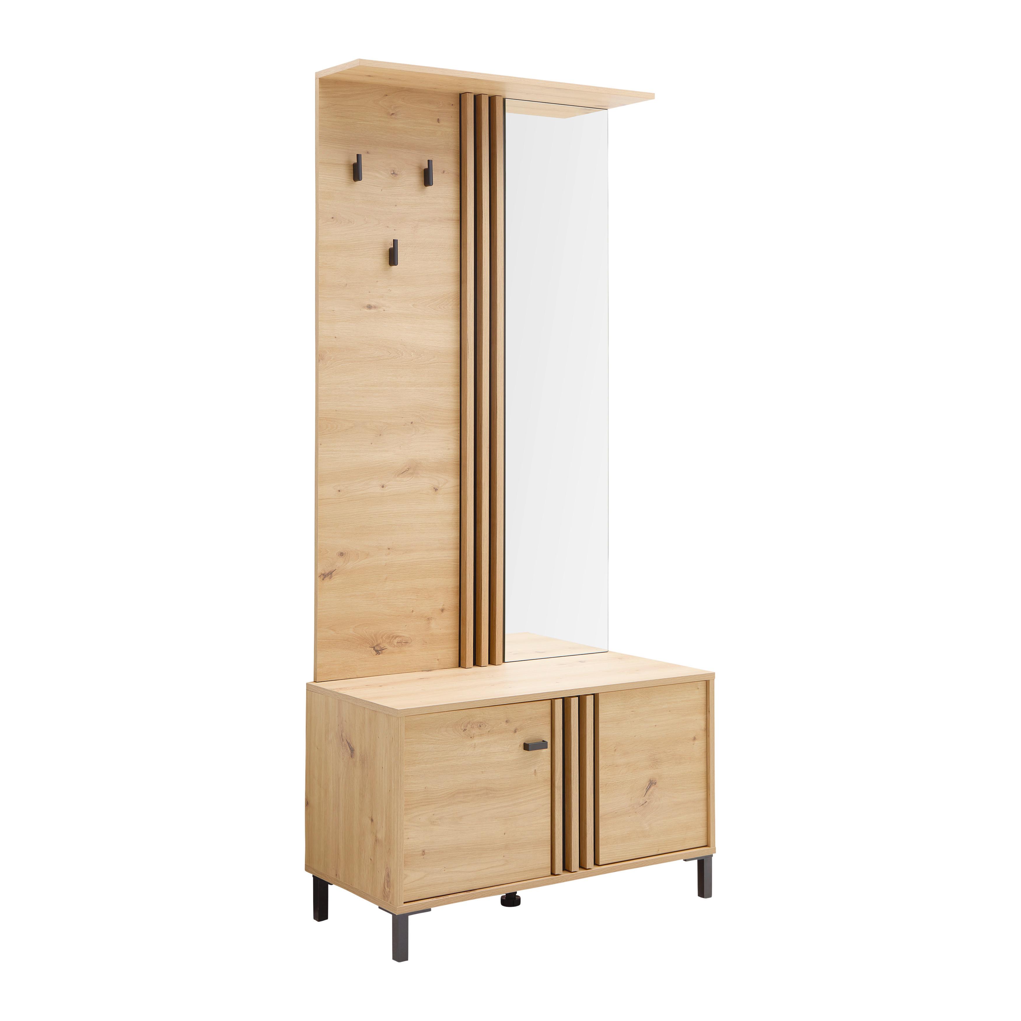 HALLMÖBEL LAVAL - svart/ek Artisan, Modern, trämaterial/glas (87/190/40cm) - Mömax